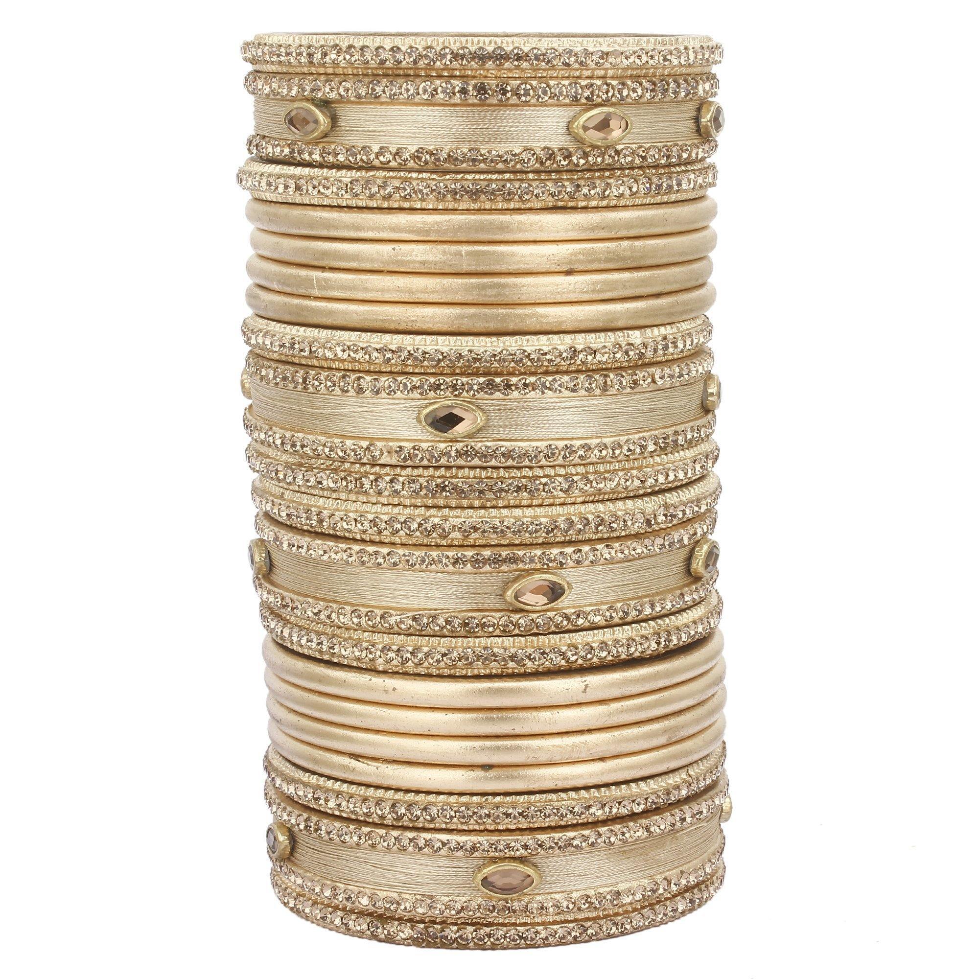Sukriti Rajasthani Silk Thread Lac Chuda Gold Bangles Bridal Jewelry for Women - Set of 20