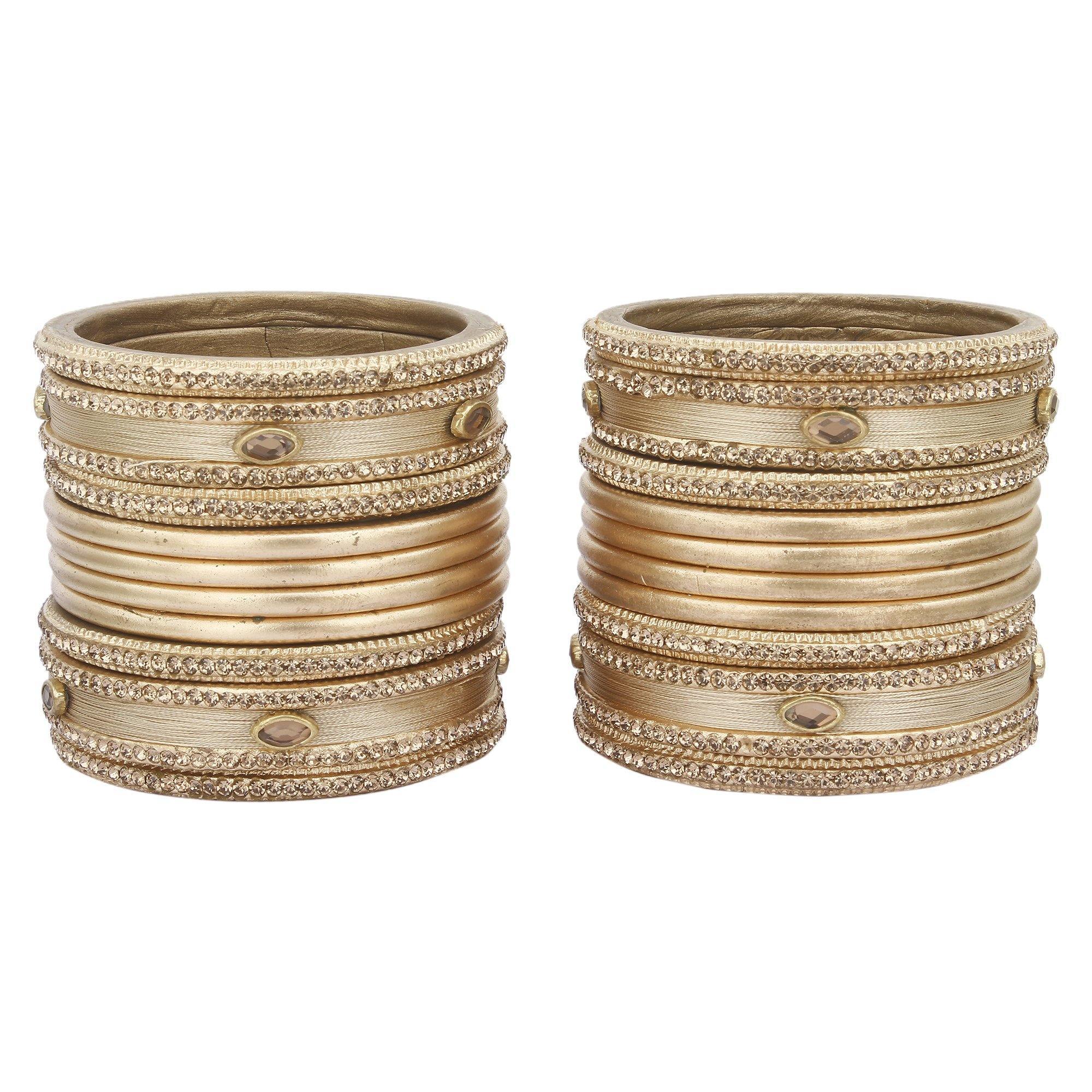 Sukriti Rajasthani Silk Thread Lac Chuda Gold Bangles Bridal Jewelry for Women - Set of 20