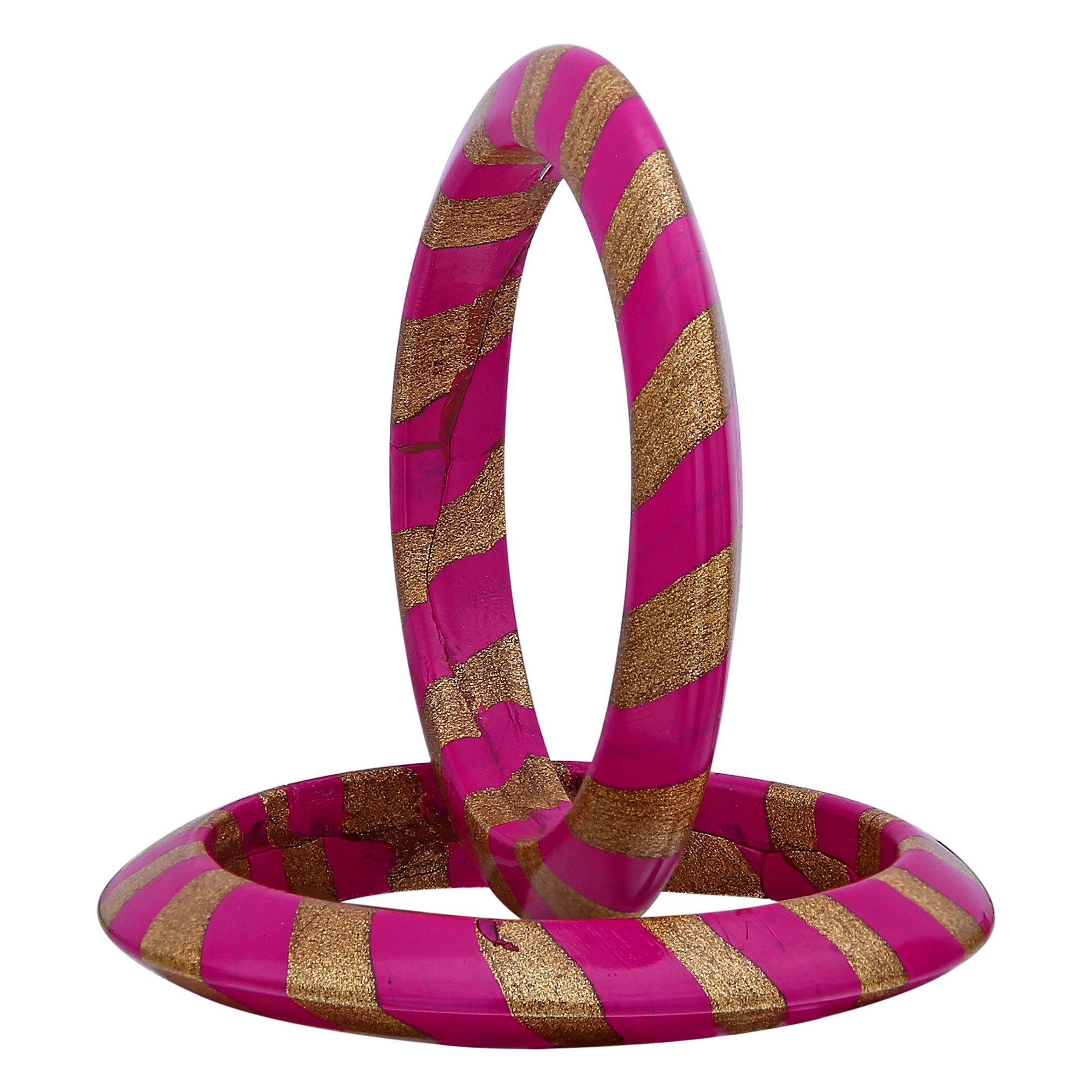 Sukriti Rajasthani Stylish Lac Magenta Bangles Jewelry for Girls & Women - Set of 2