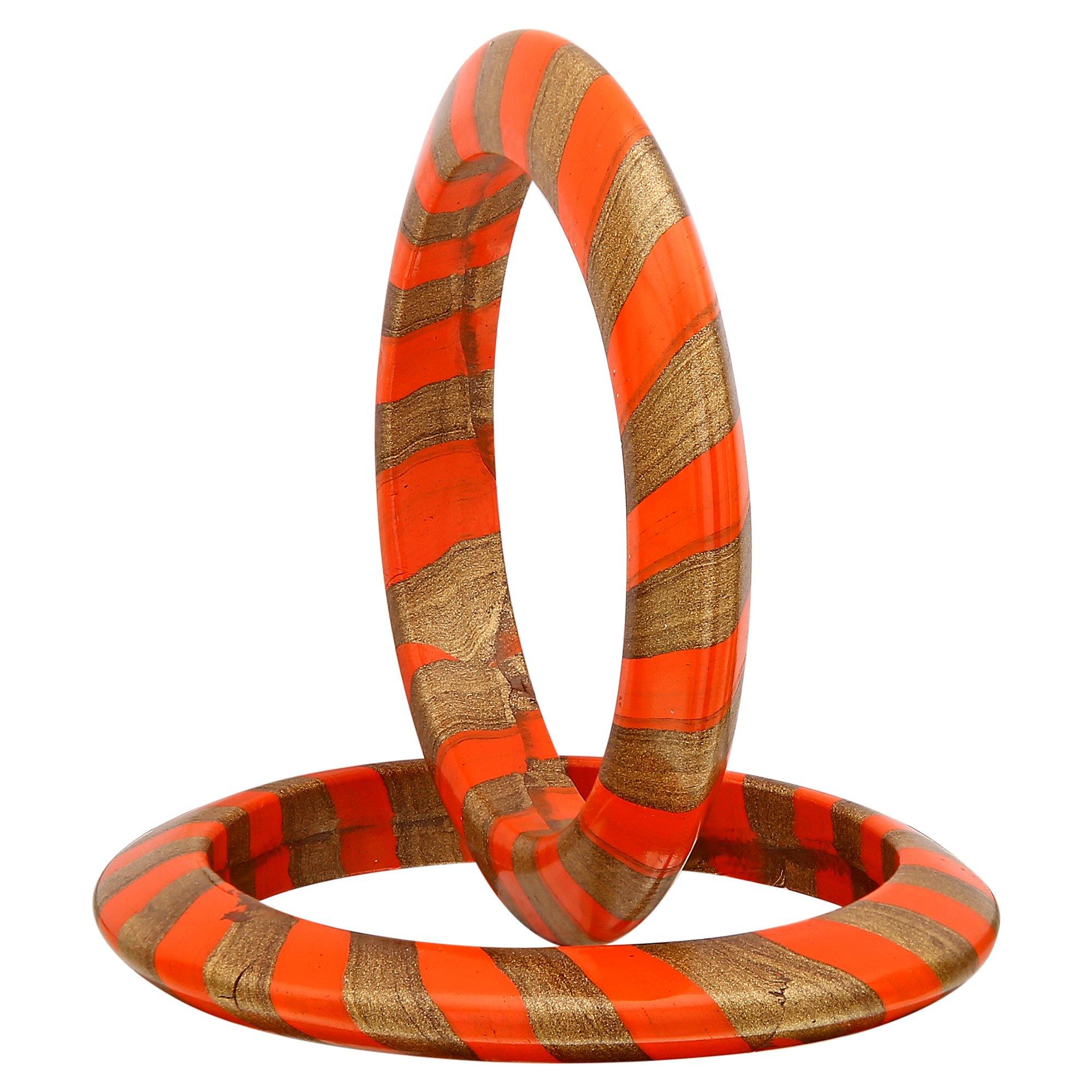 Sukriti Rajasthani Stylish Lac Orange Bangles Jewelry for Girls & Women - Set of 2