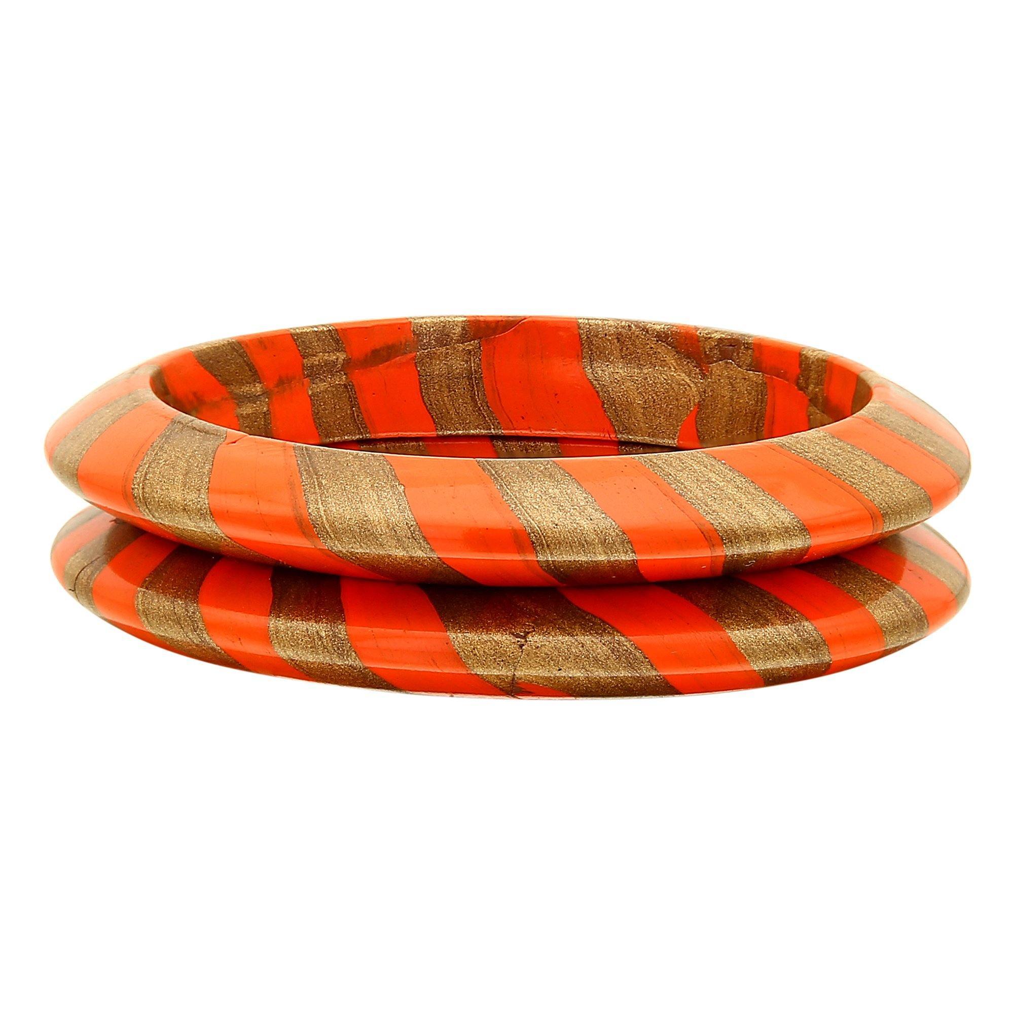 Sukriti Rajasthani Stylish Lac Orange Bangles Jewelry for Girls & Women - Set of 2