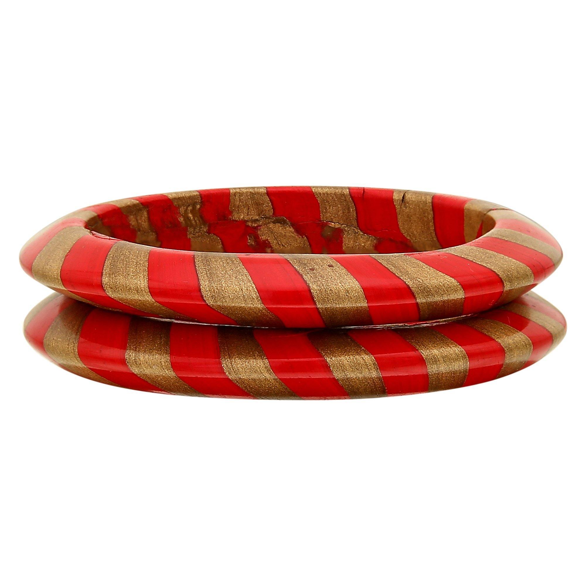 Sukriti Rajasthani Stylish Lac Red Bangles Jewelry for Girls & Women - Set of 2