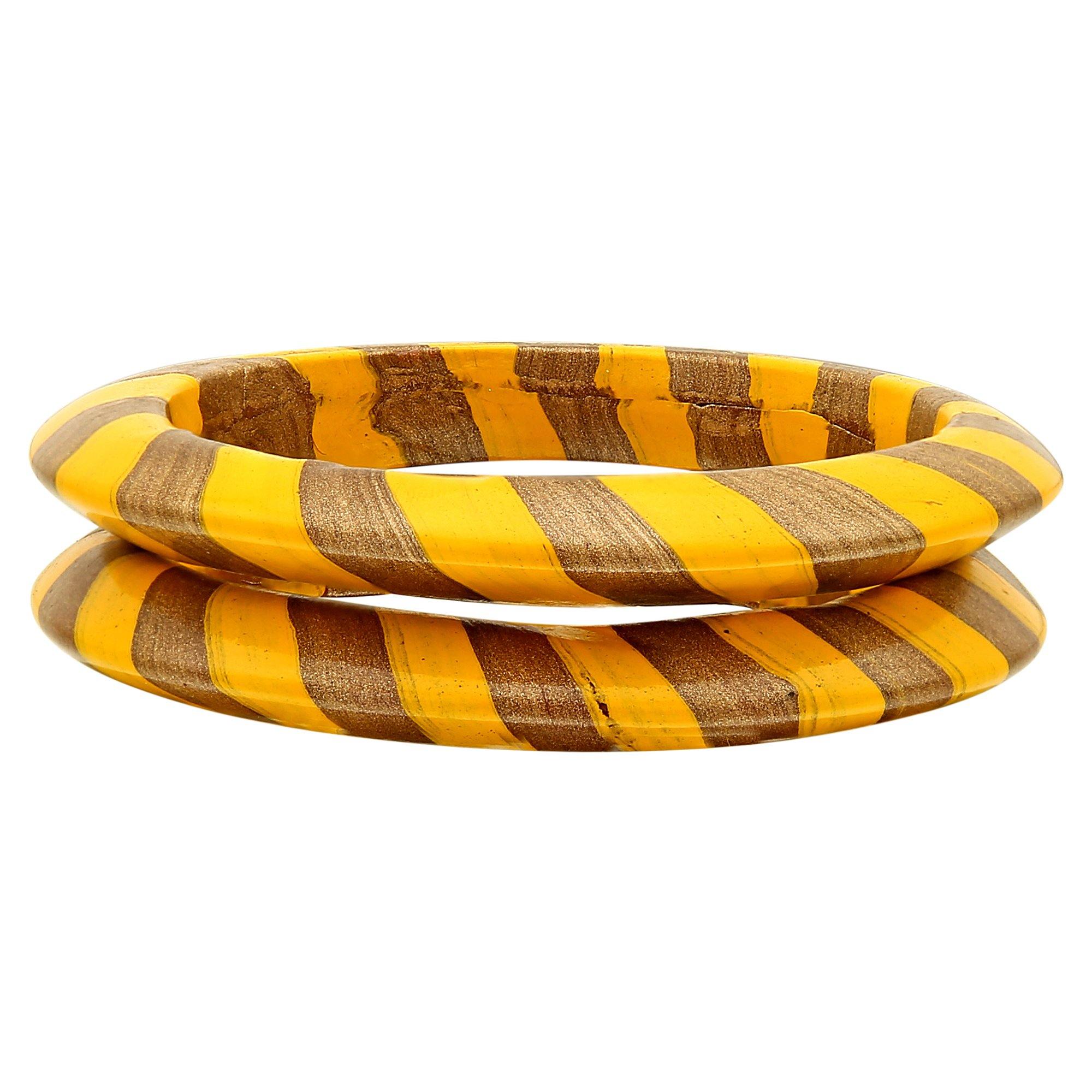 Sukriti Rajasthani Stylish Lac Yellow Bangles Jewelry for Girls & Women - Set of 2