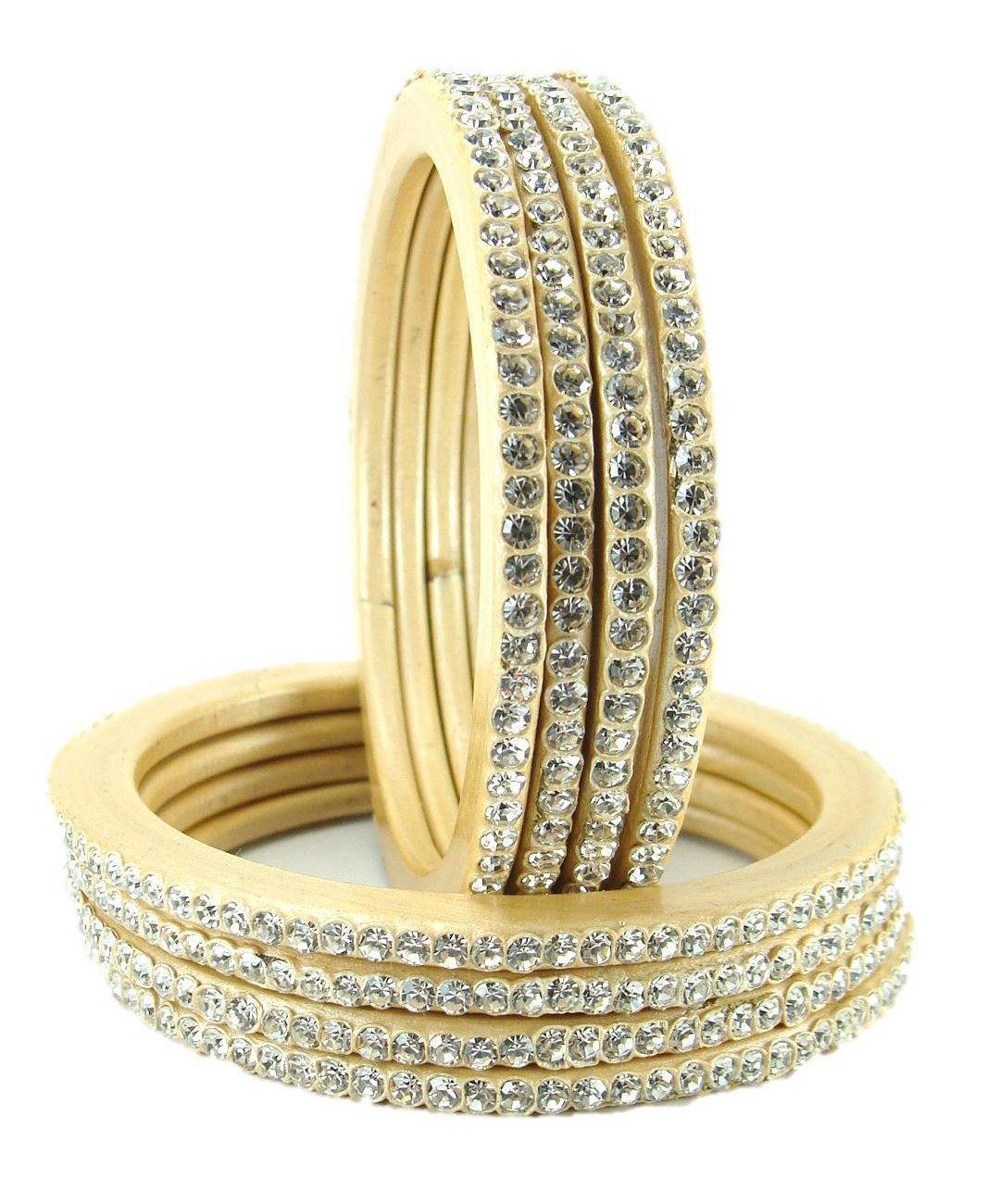Sukriti Rajasthani Traditional Beige Lac Bangles for Women - Set of 8
