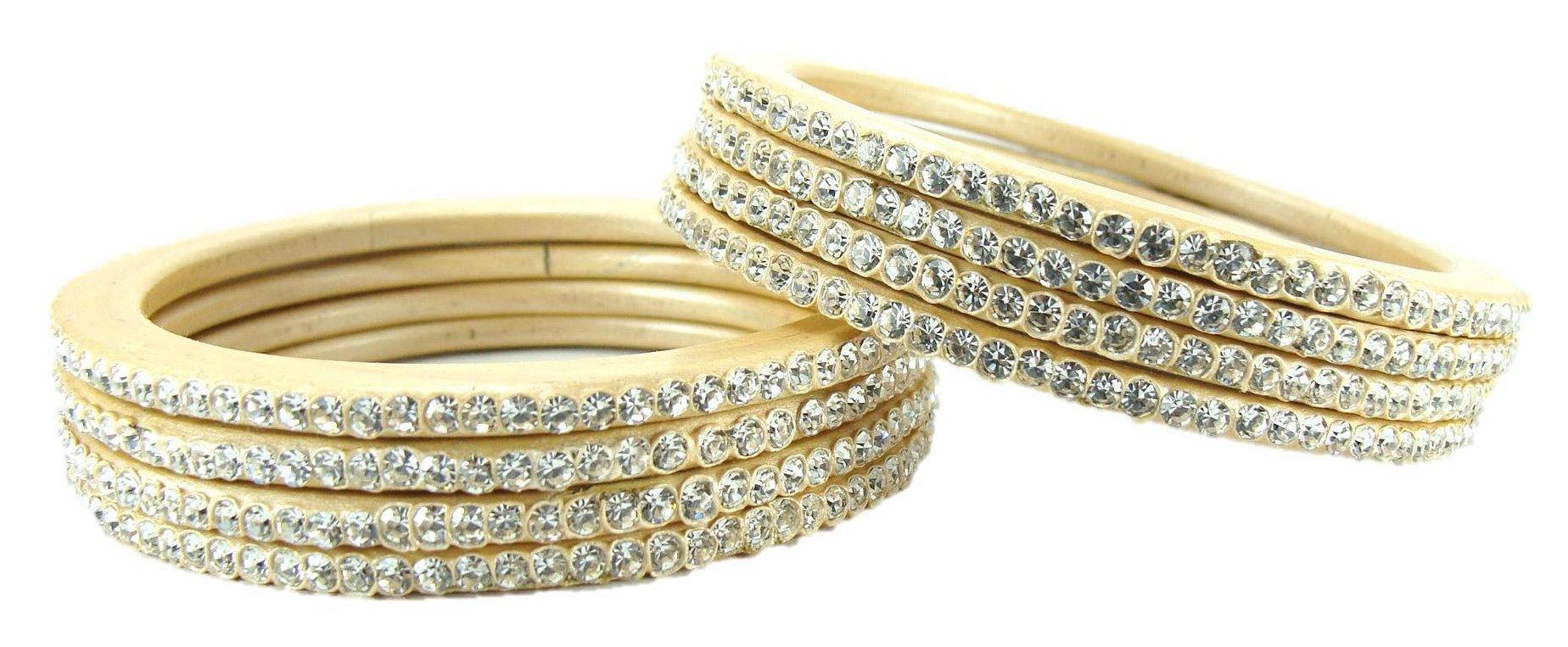 Sukriti Rajasthani Traditional Beige Lac Bangles for Women - Set of 8