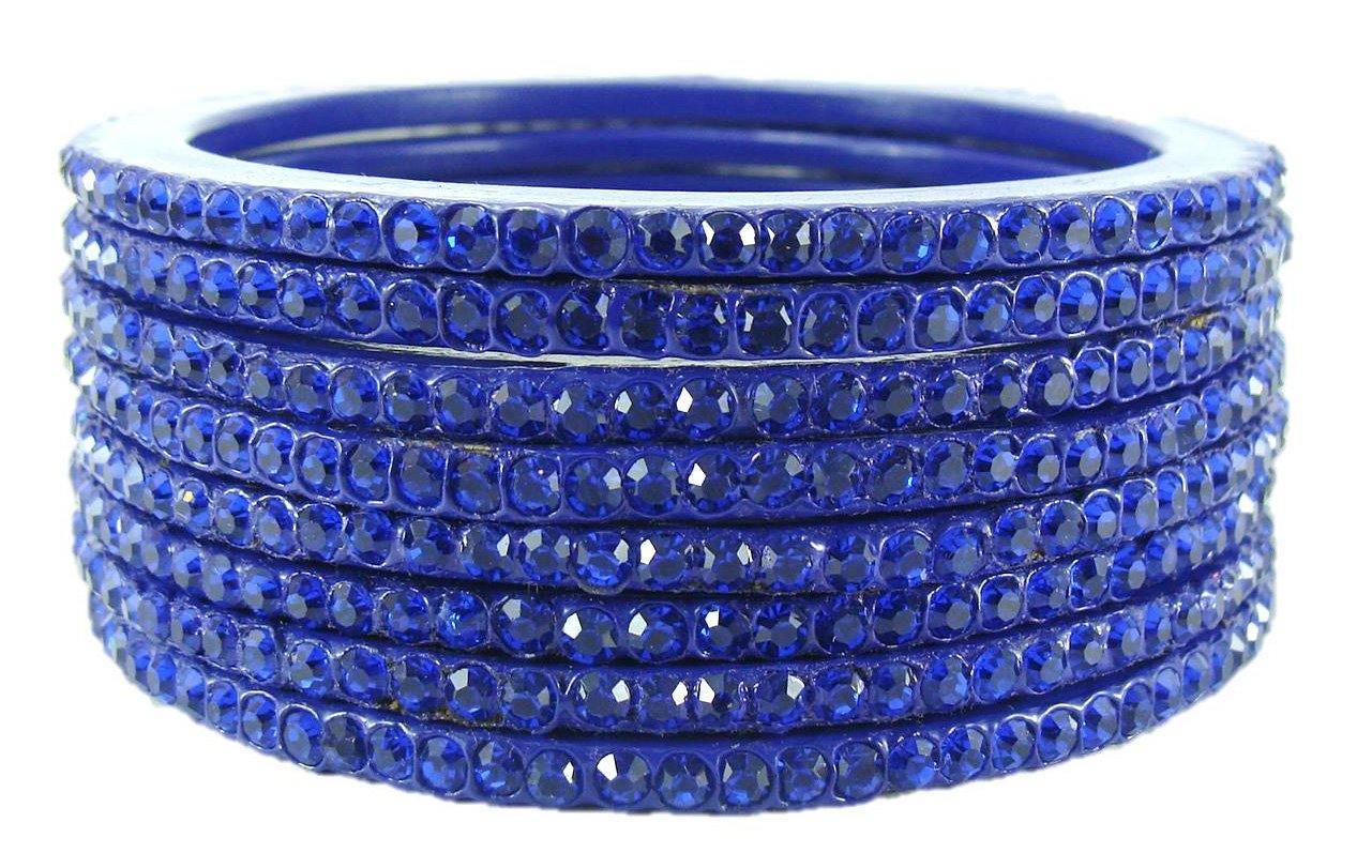 Sukriti Rajasthani Traditional Blue Lac Bangles for Women - Set of 8