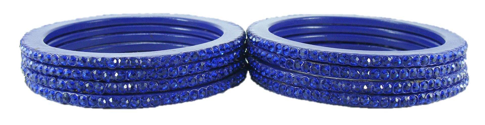 Sukriti Rajasthani Traditional Blue Lac Bangles for Women - Set of 8