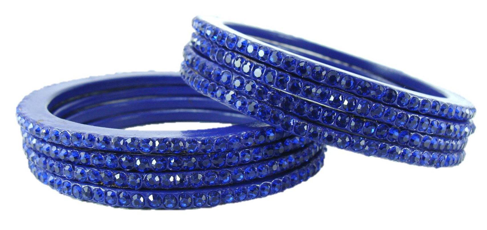 Sukriti Rajasthani Traditional Blue Lac Bangles for Women - Set of 8
