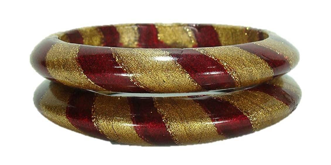 Sukriti Rajasthani Traditional Ethnic Handmade Maroon Lac Bangles Jewelry for Women - Set of 2