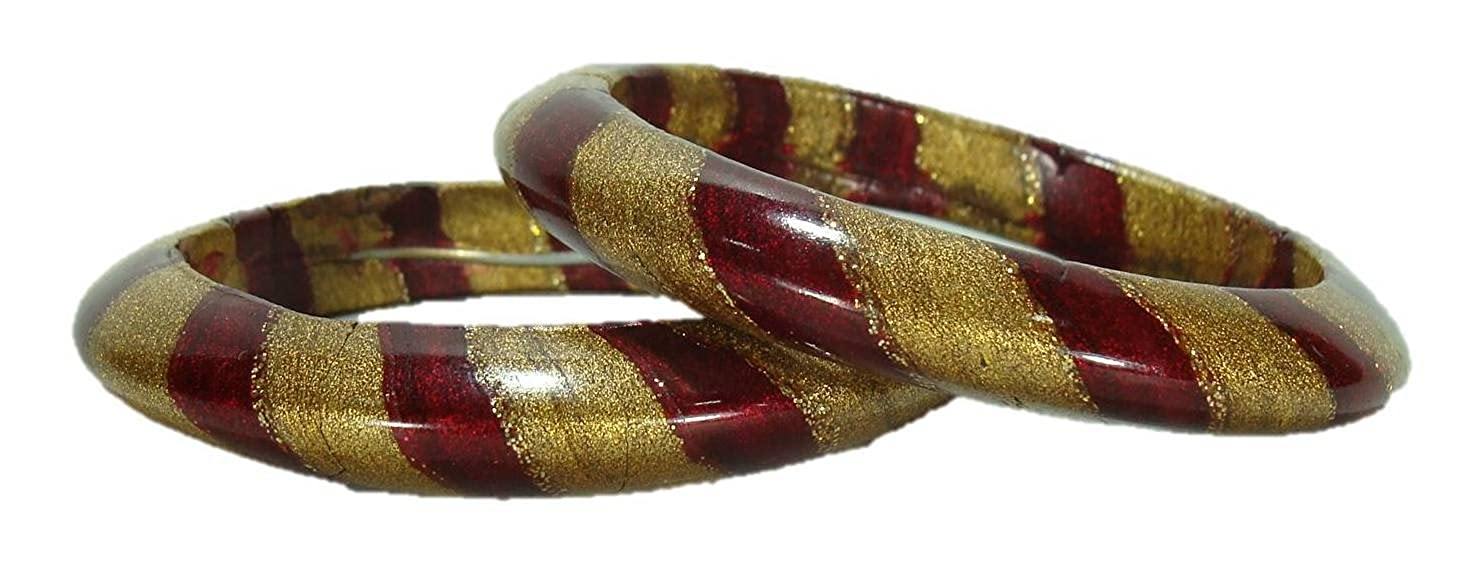 Sukriti Rajasthani Traditional Ethnic Handmade Maroon Lac Bangles Jewelry for Women - Set of 2