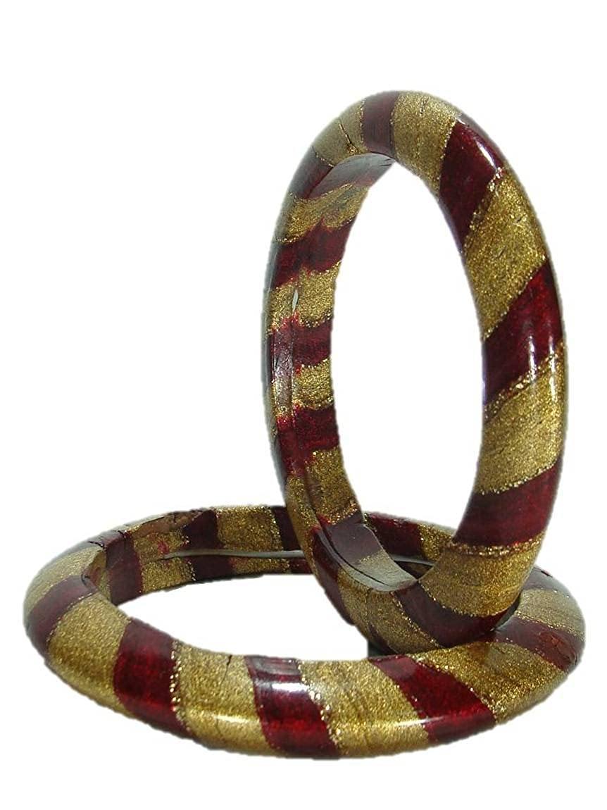 Sukriti Rajasthani Traditional Ethnic Handmade Maroon Lac Bangles Jewelry for Women - Set of 2