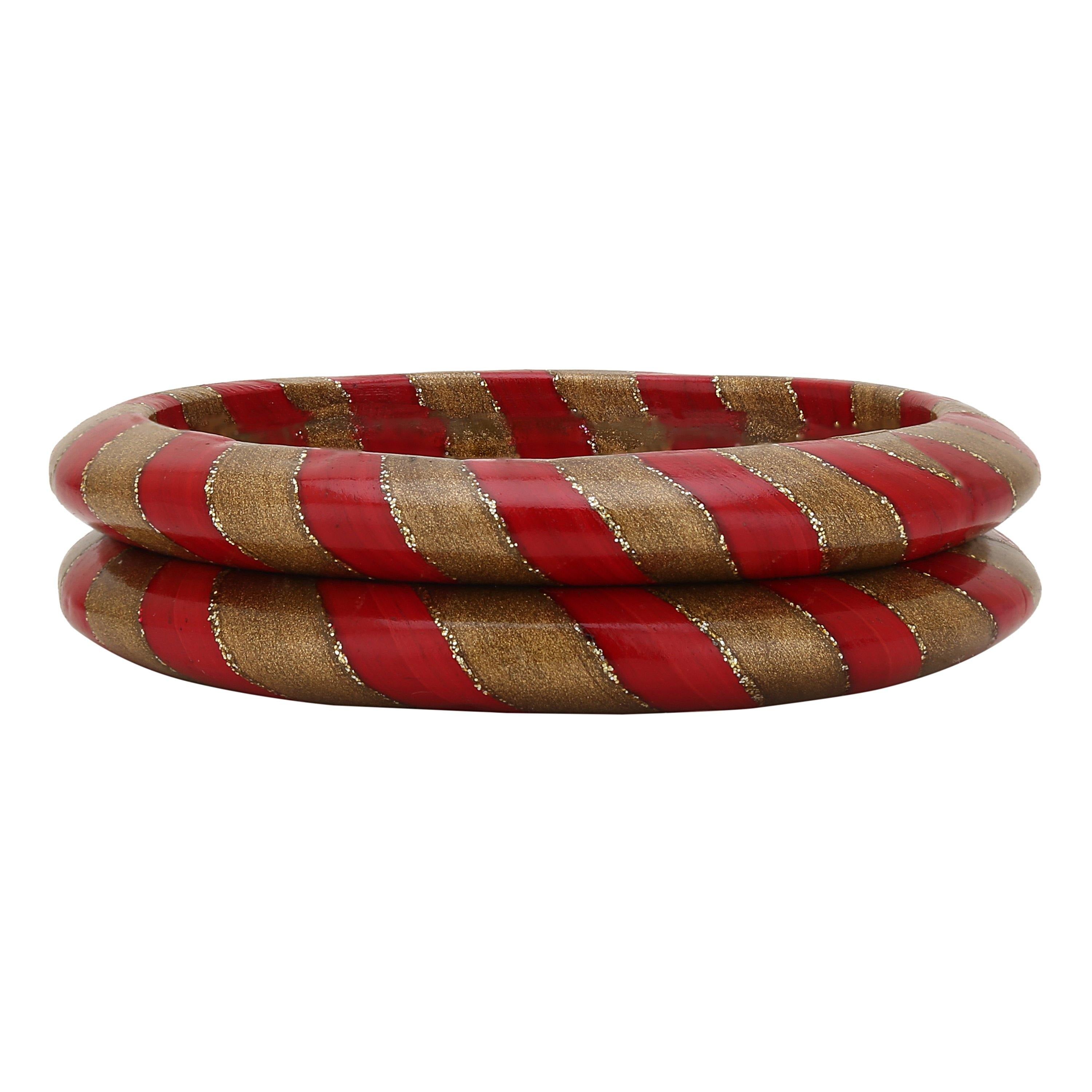 Sukriti Rajasthani Traditional Ethnic Handmade Red Lac Bangles Jewelry for Women - Set of 2