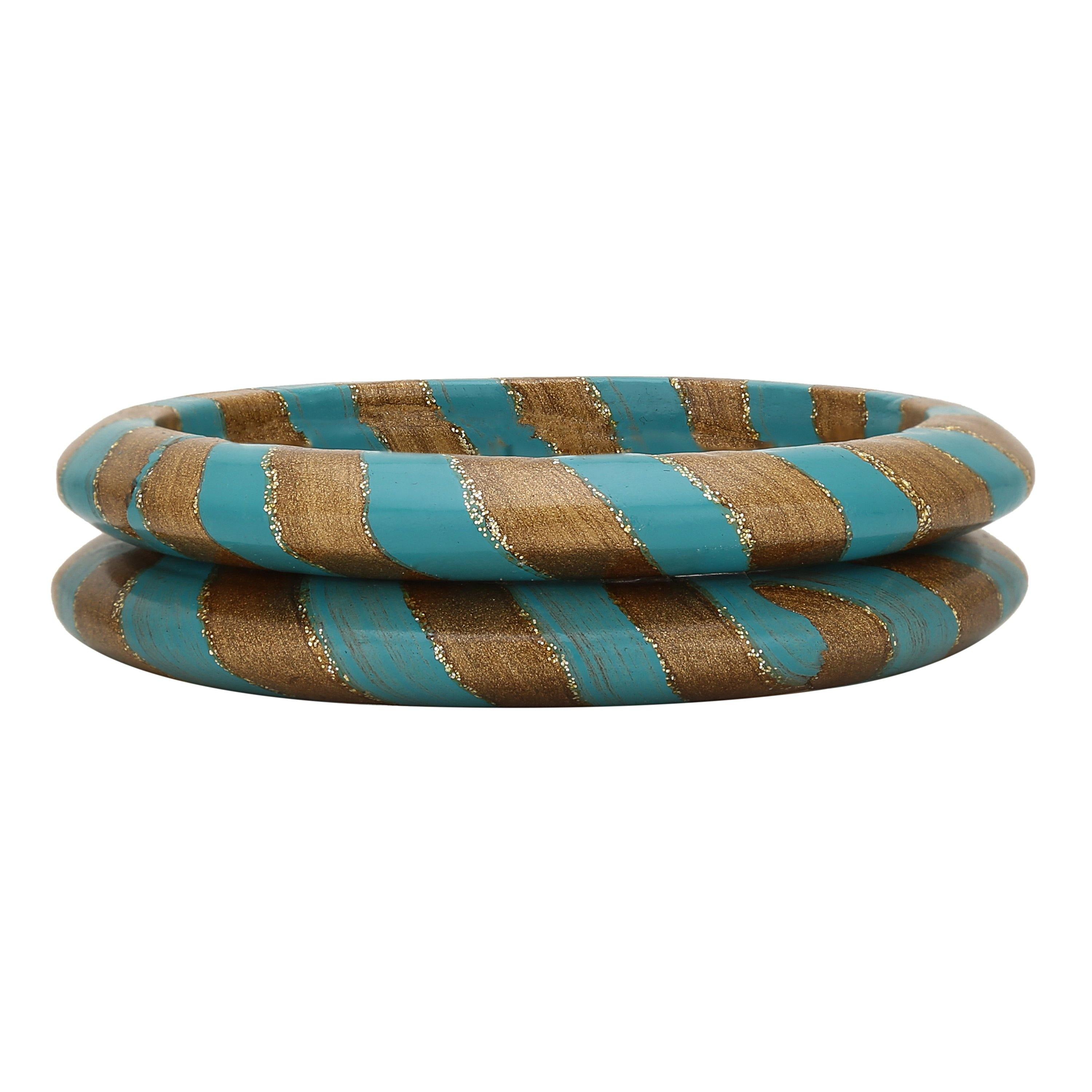 Sukriti Rajasthani Traditional Ethnic Handmade Sea-Green Lac Bangles Jewelry for Women - Set of 2