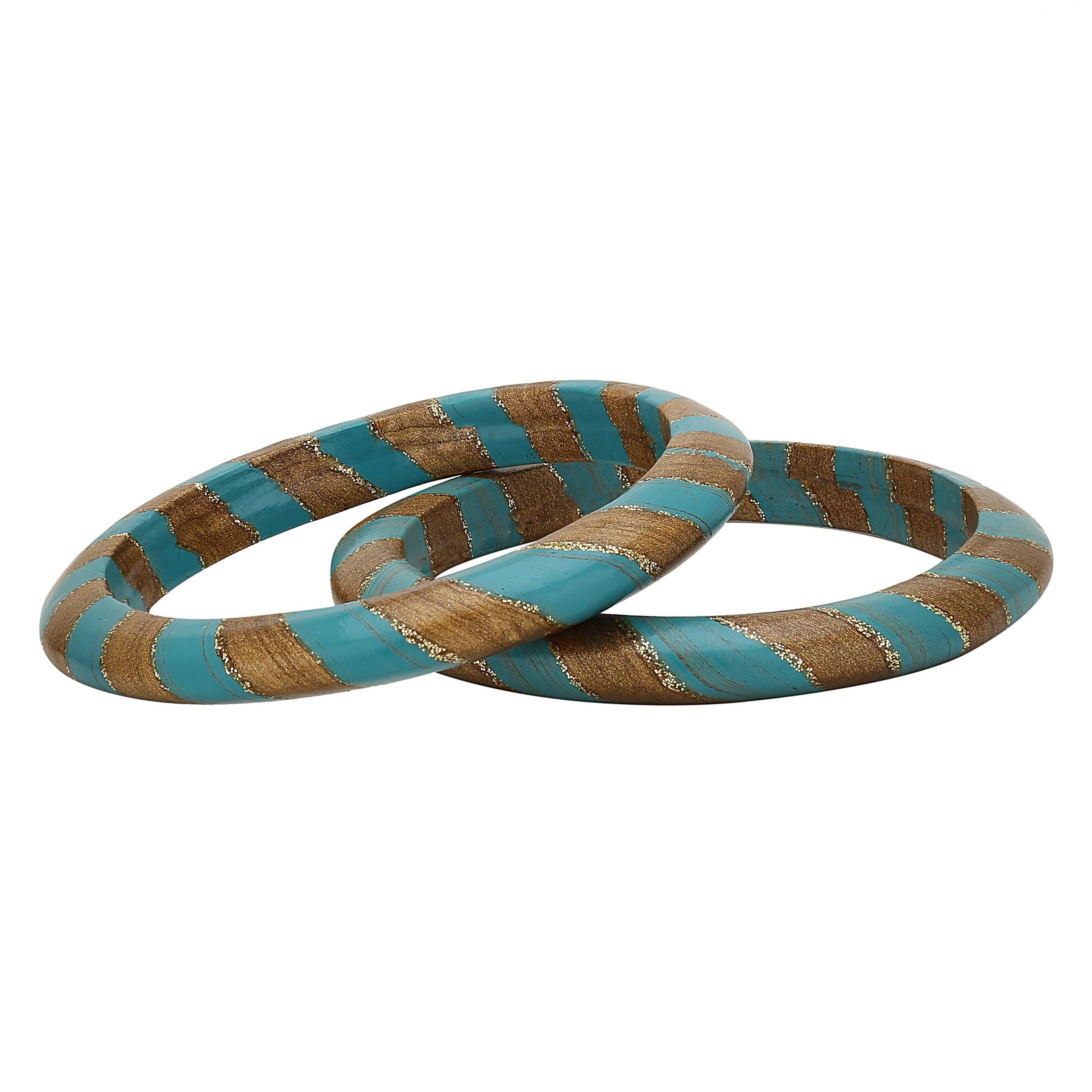 Sukriti Rajasthani Traditional Ethnic Handmade Sea-Green Lac Bangles Jewelry for Women - Set of 2