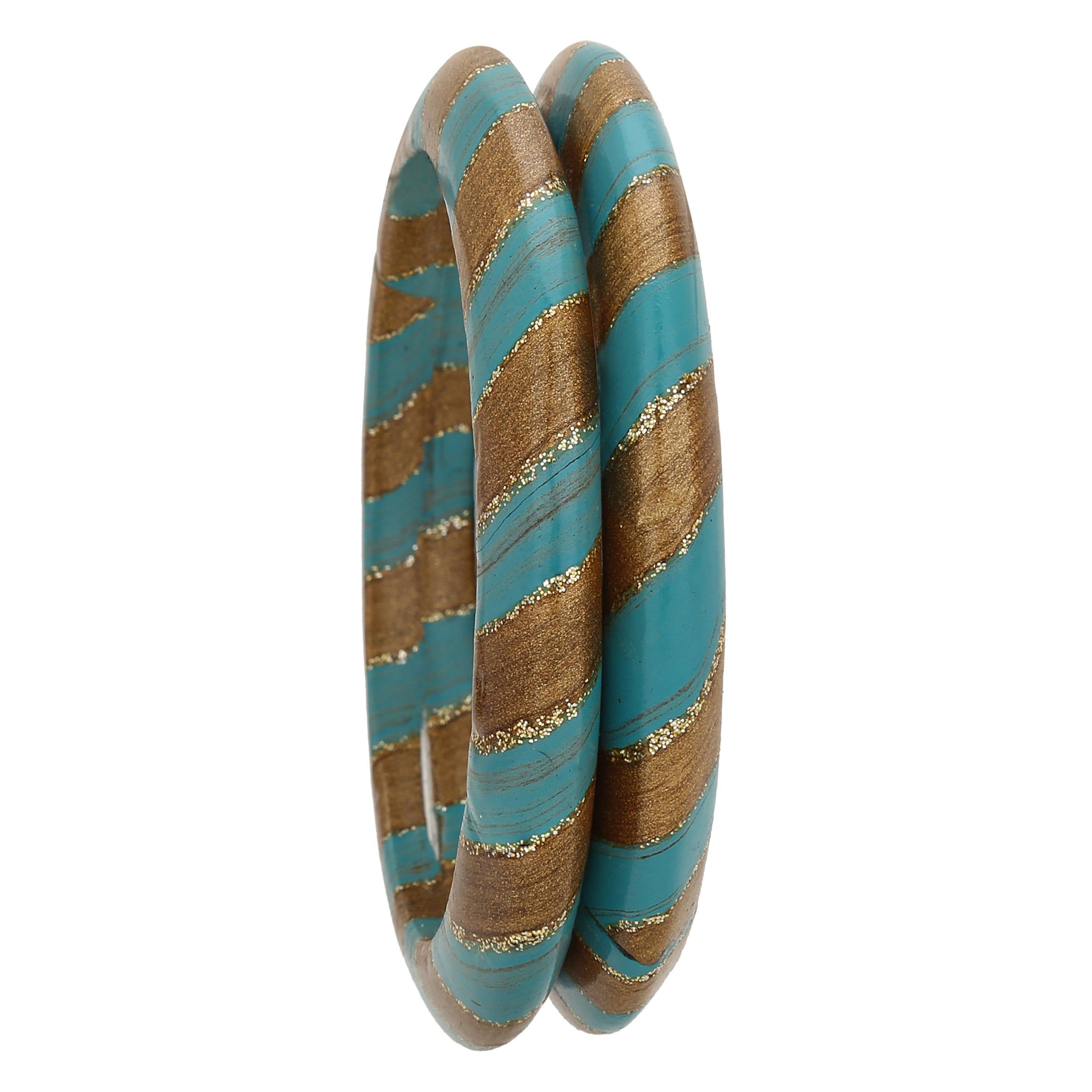 Sukriti Rajasthani Traditional Ethnic Handmade Sea-Green Lac Bangles Jewelry for Women - Set of 2
