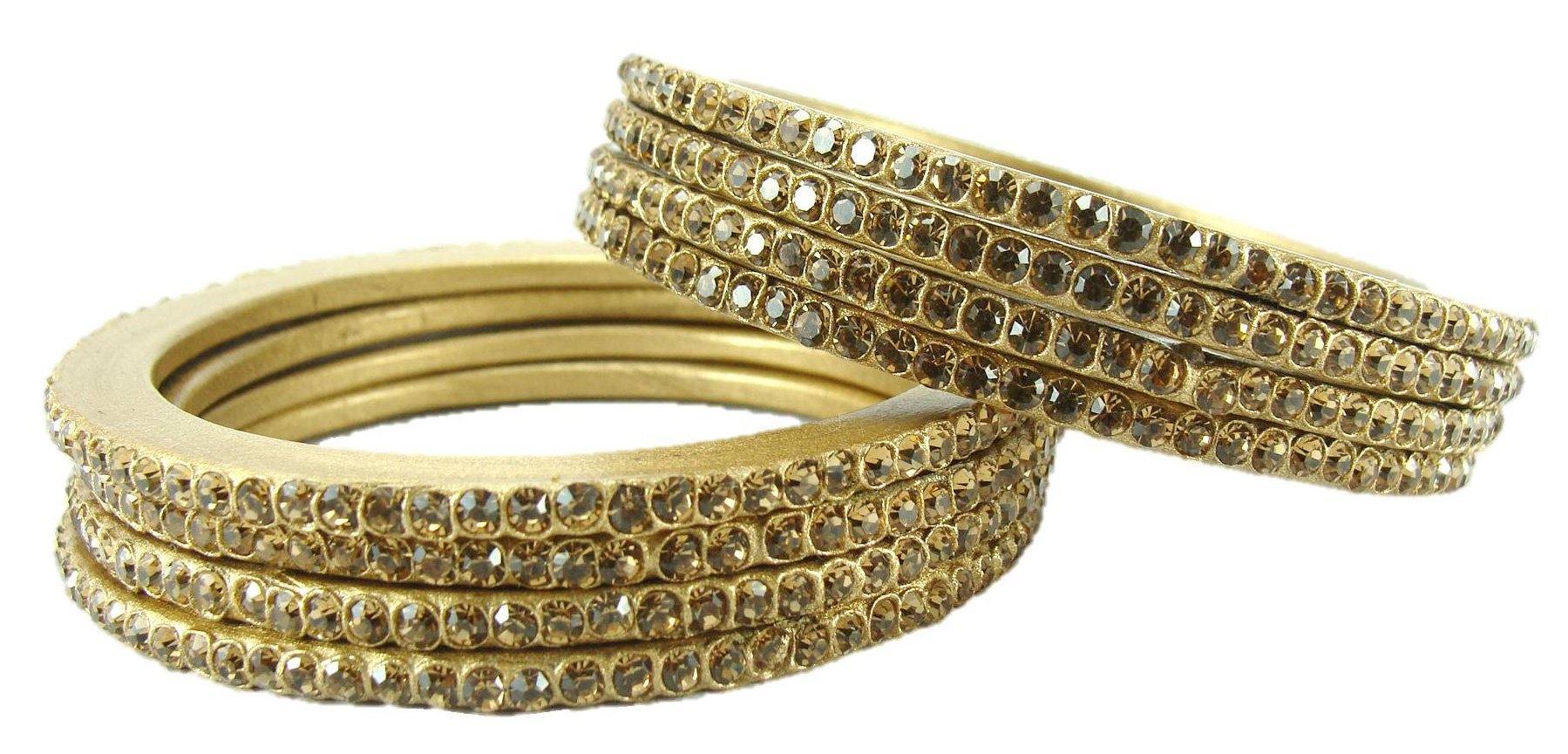 Sukriti Rajasthani Traditional Golden Lac Bangles for Women - Set of 8