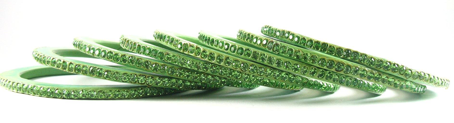 Sukriti Rajasthani Traditional Green Lac Bangles for Women - Set of 8