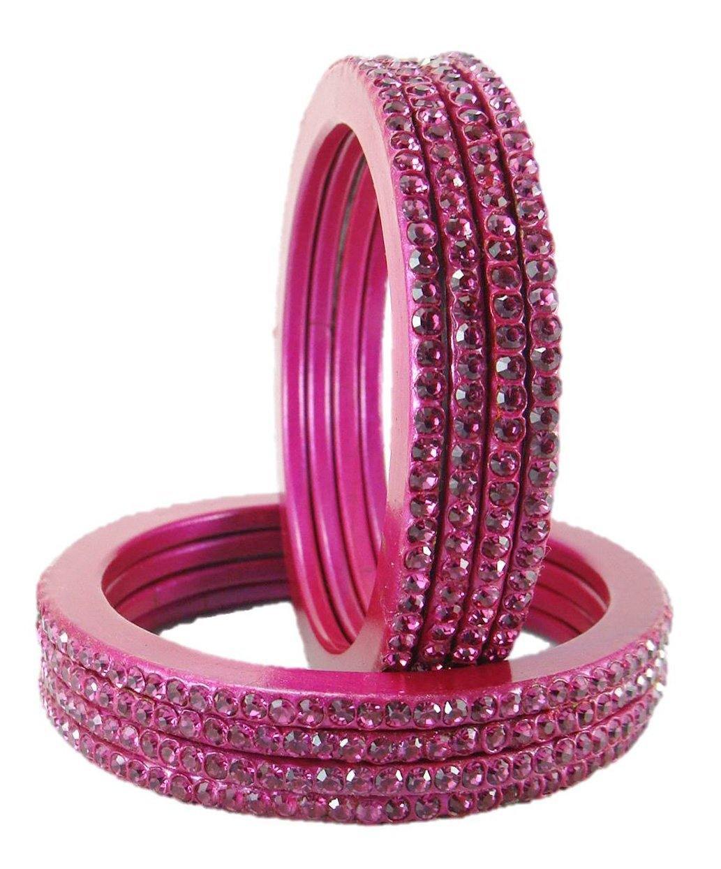 Sukriti Rajasthani Traditional Magenta Lac Bangles for Women - Set of 8
