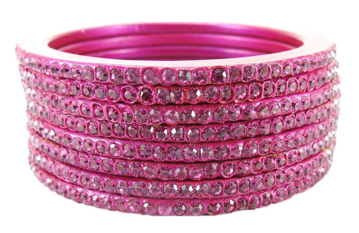 Sukriti Rajasthani Traditional Magenta Lac Bangles for Women - Set of 8
