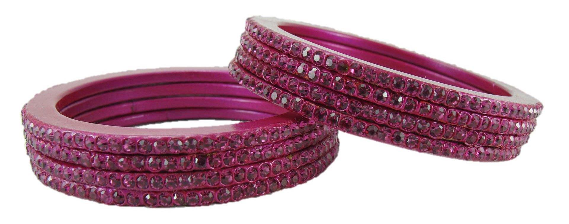 Sukriti Rajasthani Traditional Magenta Lac Bangles for Women - Set of 8