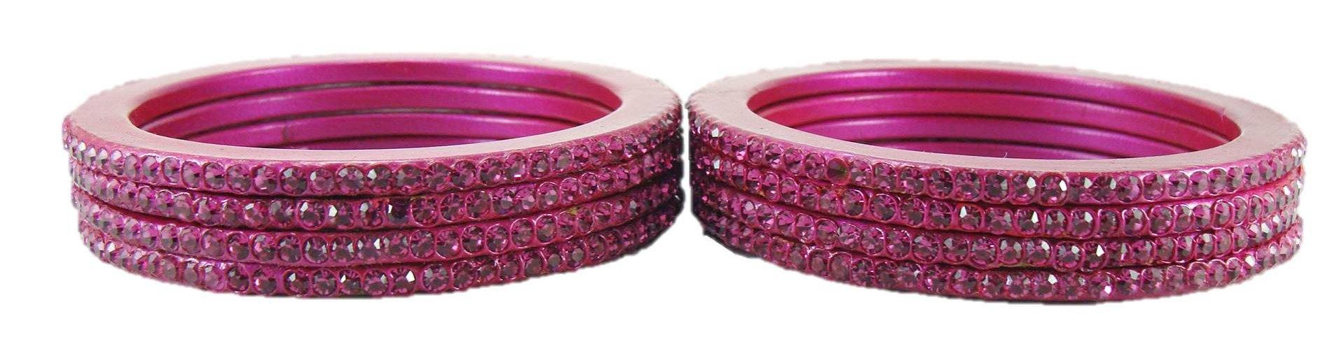 Sukriti Rajasthani Traditional Magenta Lac Bangles for Women - Set of 8