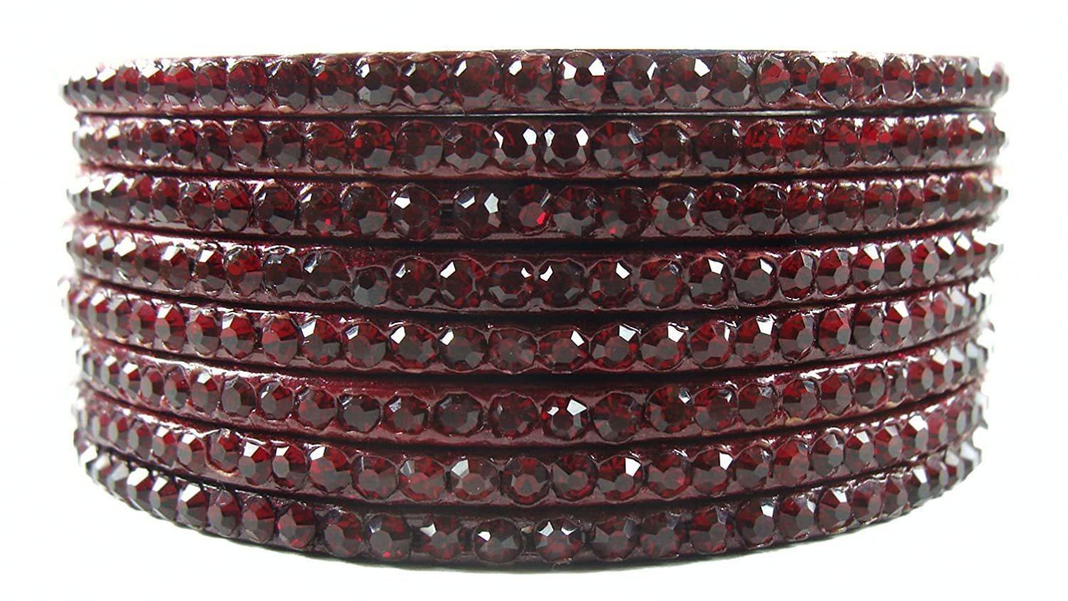 Sukriti Rajasthani Traditional Maroon Lac Bangles for Women - Set of 8
