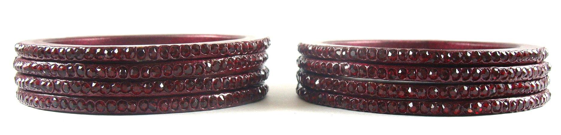 Sukriti Rajasthani Traditional Maroon Lac Bangles for Women - Set of 8