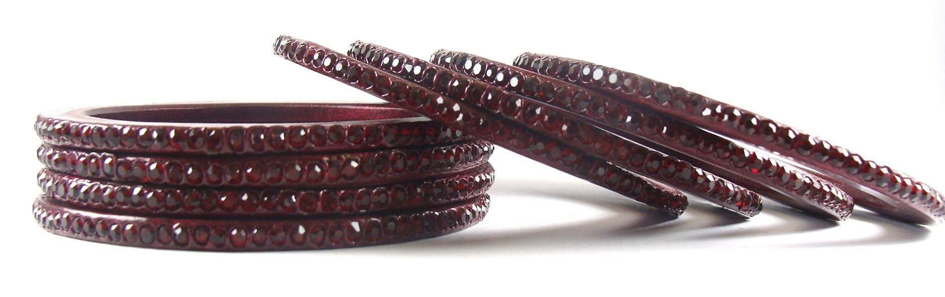 Sukriti Rajasthani Traditional Maroon Lac Bangles for Women - Set of 8