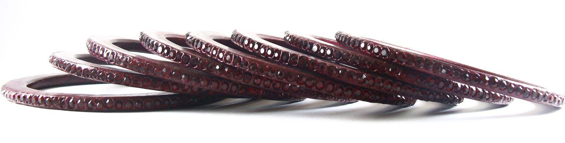 Sukriti Rajasthani Traditional Maroon Lac Bangles for Women - Set of 8