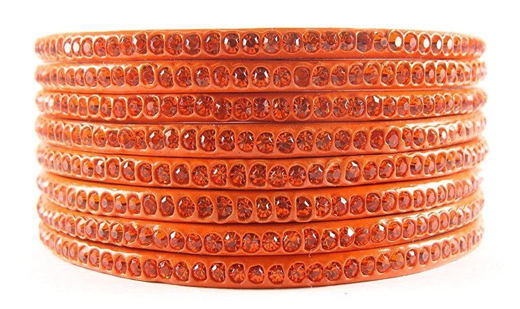 Sukriti Rajasthani Traditional Orange Lac Bangles for Women - Set of 8