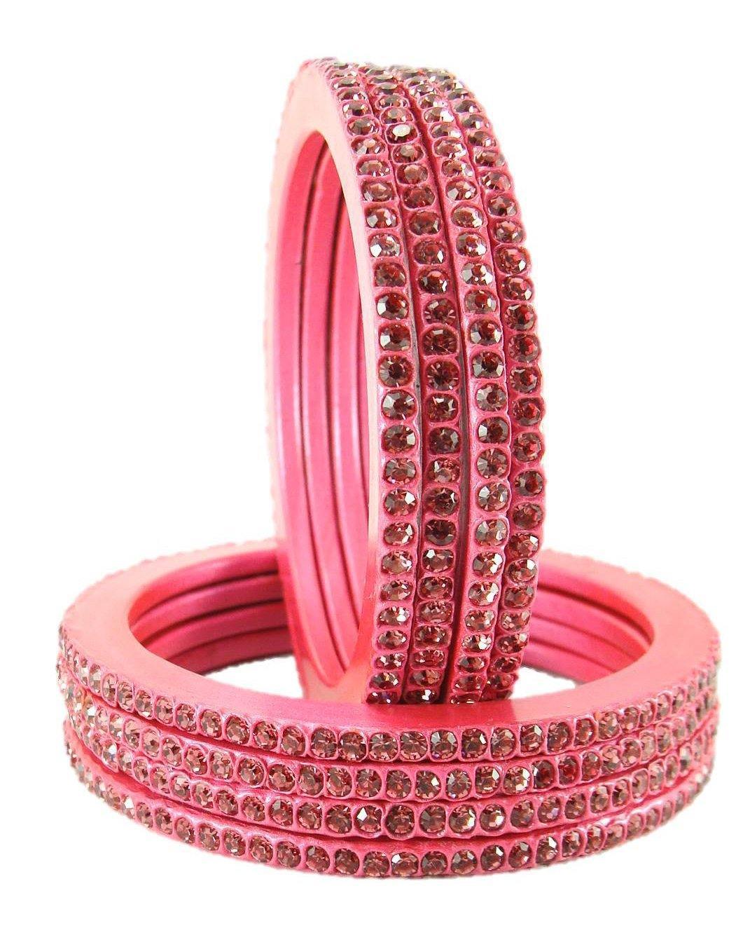 Sukriti Rajasthani Traditional Pink Lac Bangles for Women - Set of 8