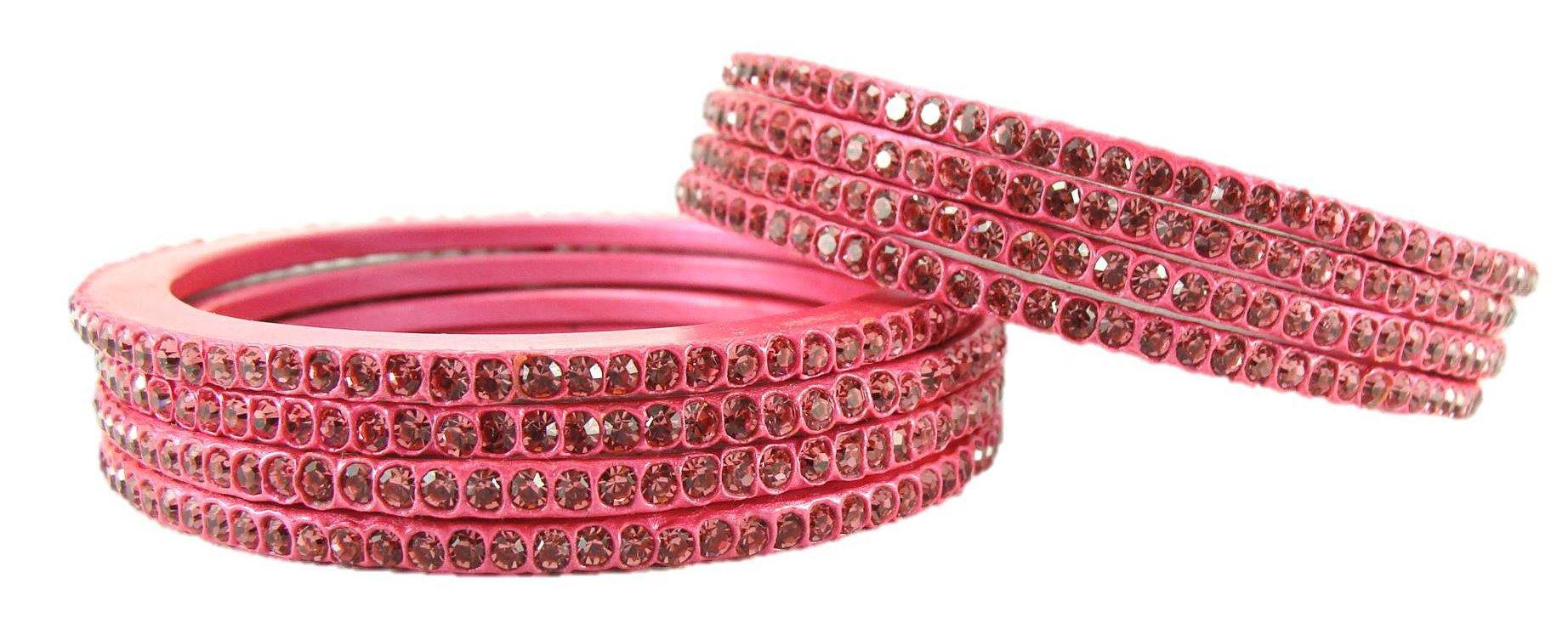 Sukriti Rajasthani Traditional Pink Lac Bangles for Women - Set of 8