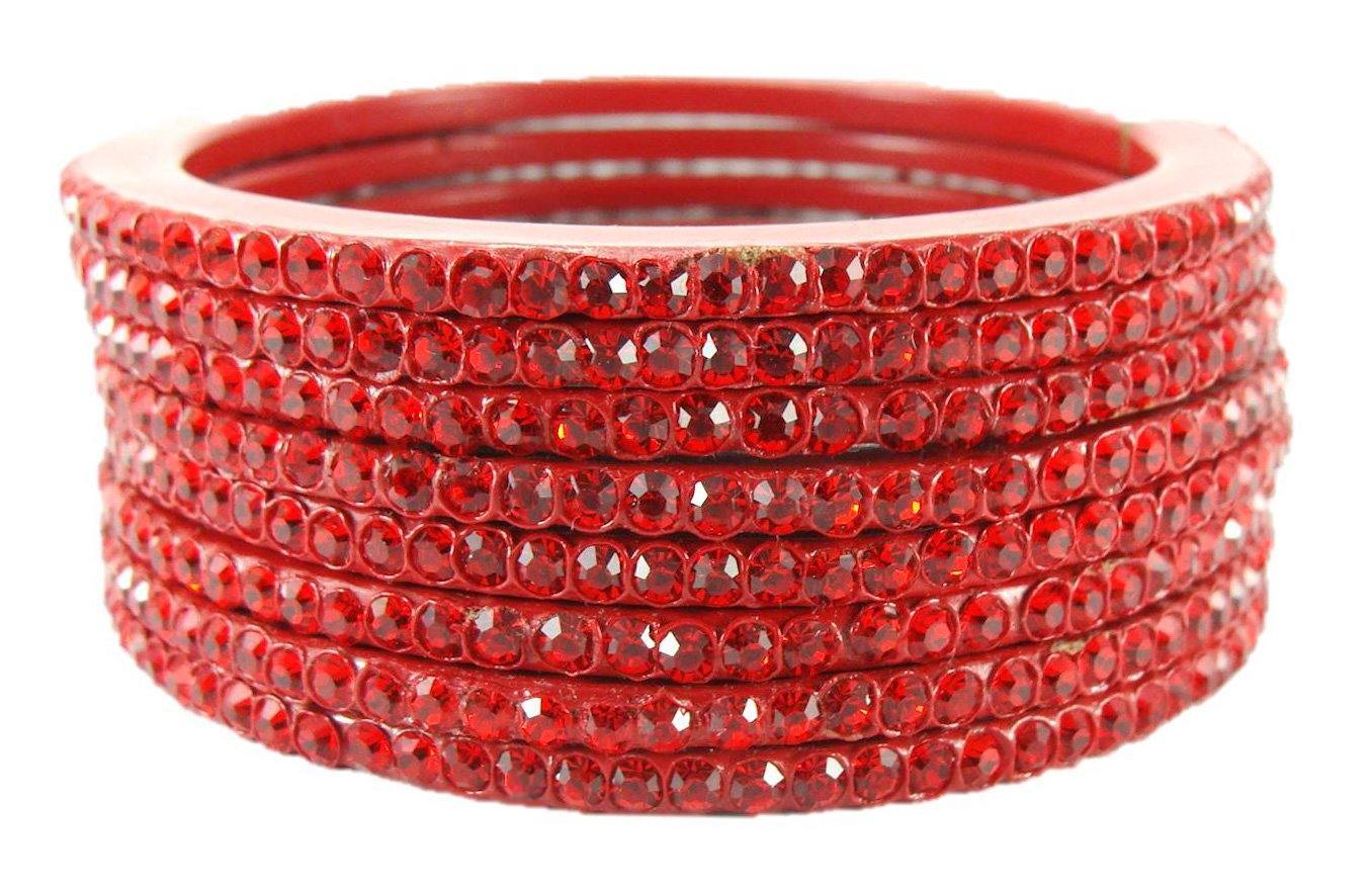 Sukriti Rajasthani Traditional Red Lac Bangles for Women - Set of 8