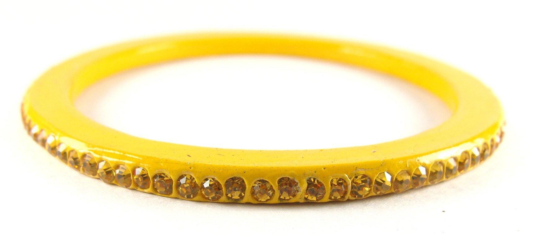 Sukriti Rajasthani Traditional Yellow Lac Bangles for Women - Set of 8