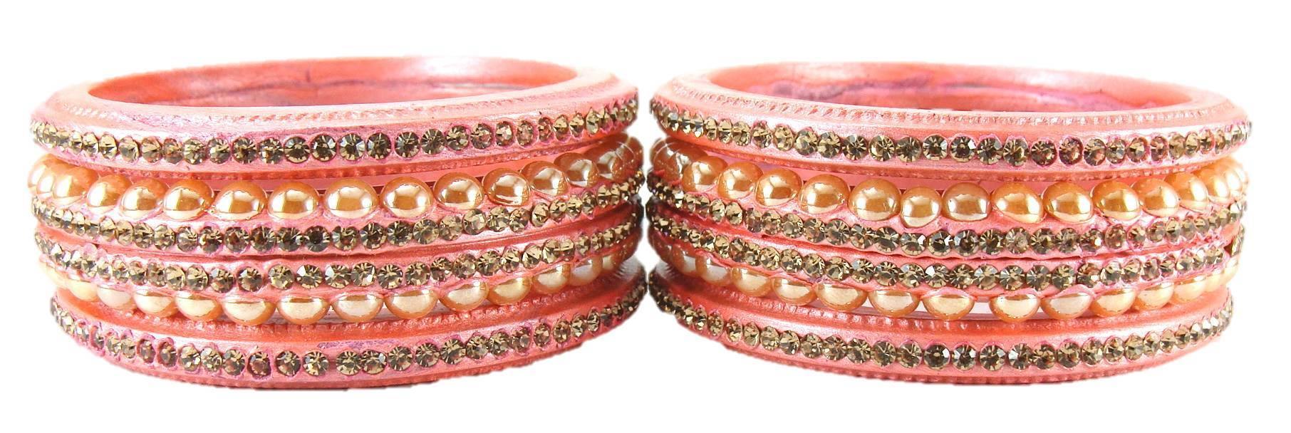 Sukriti Rajasthani Wedding Baby-Pink Lac Bangles for Women - Set of 6