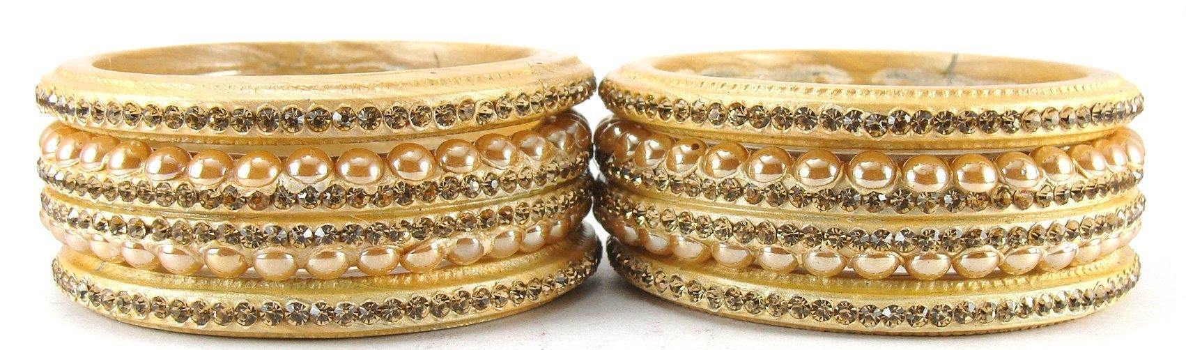 Sukriti Rajasthani Wedding Beige Lac Bangles for Women - Set of 6