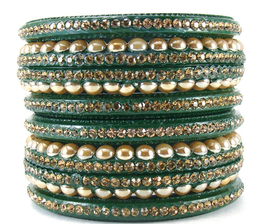 Sukriti Rajasthani Wedding Green Lac Bangles for Women - Set of 6