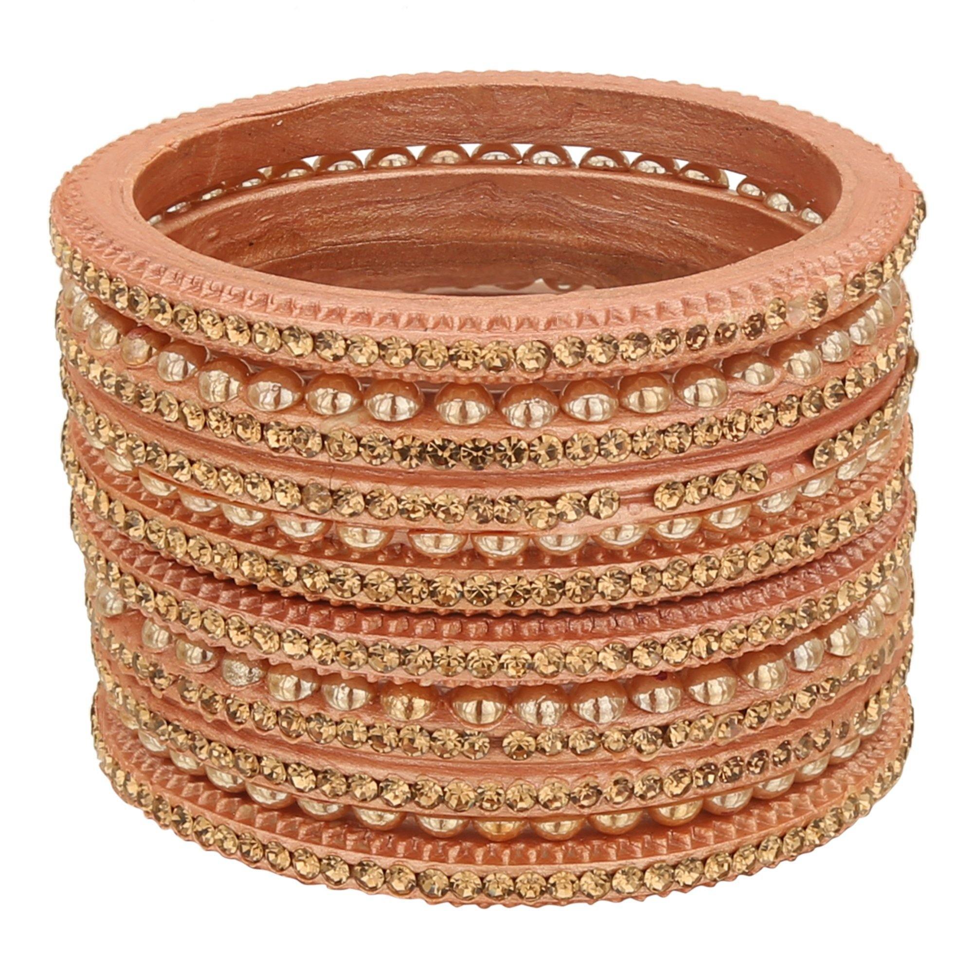 Sukriti Rajasthani Wedding Peach Lac Bangles for Women - Set of 6