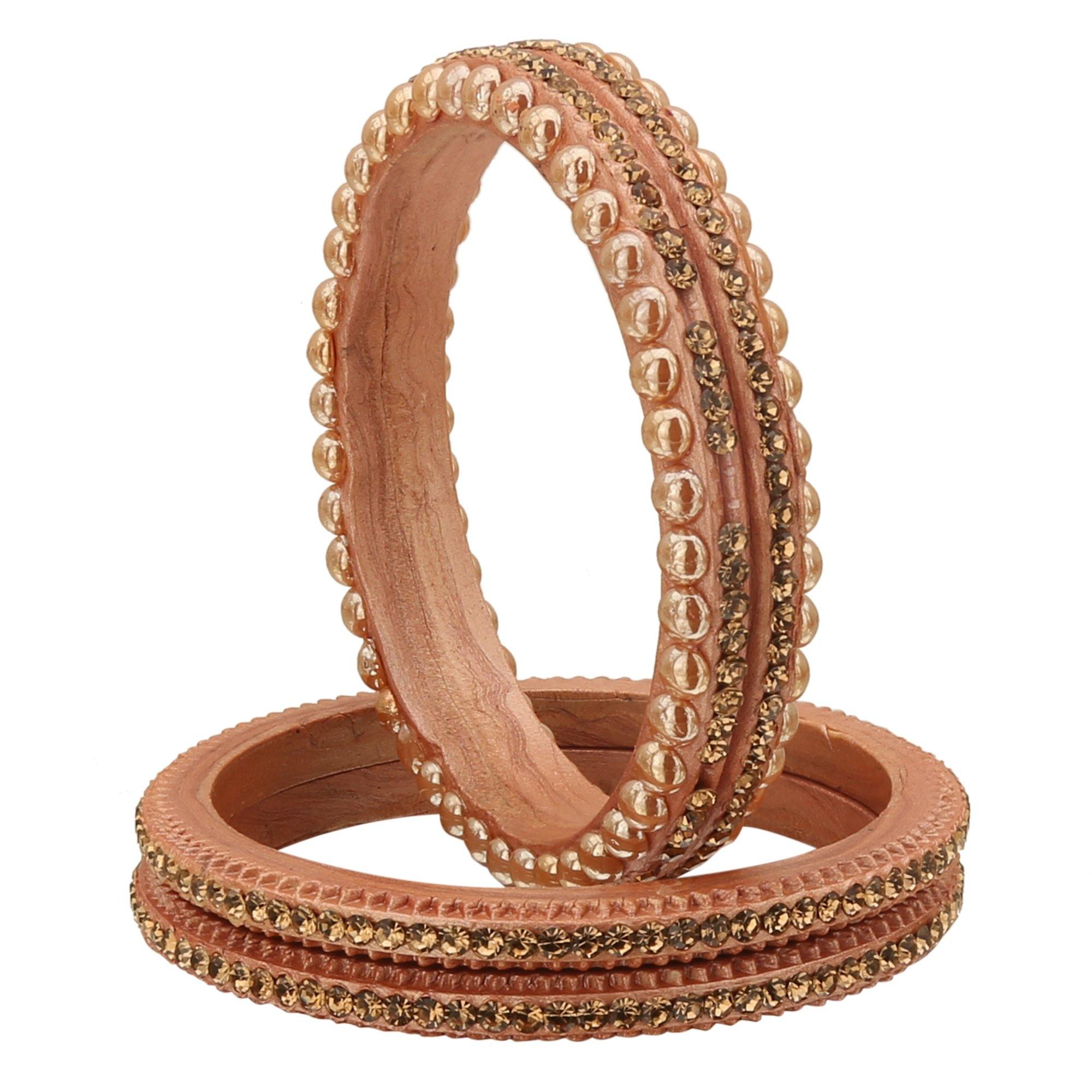 Sukriti Rajasthani Wedding Peach Lac Bangles for Women - Set of 6