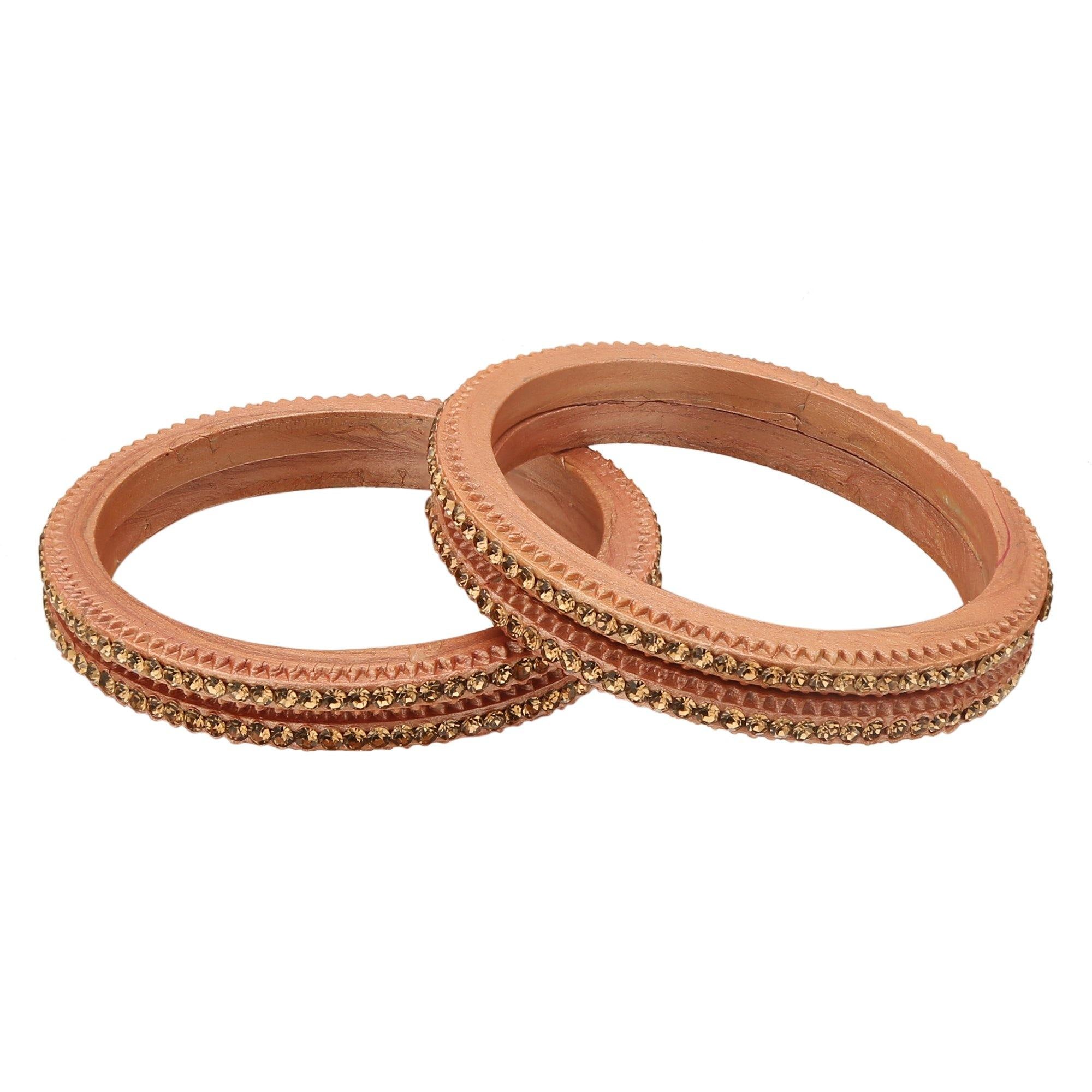 Sukriti Rajasthani Wedding Peach Lac Bangles for Women - Set of 6