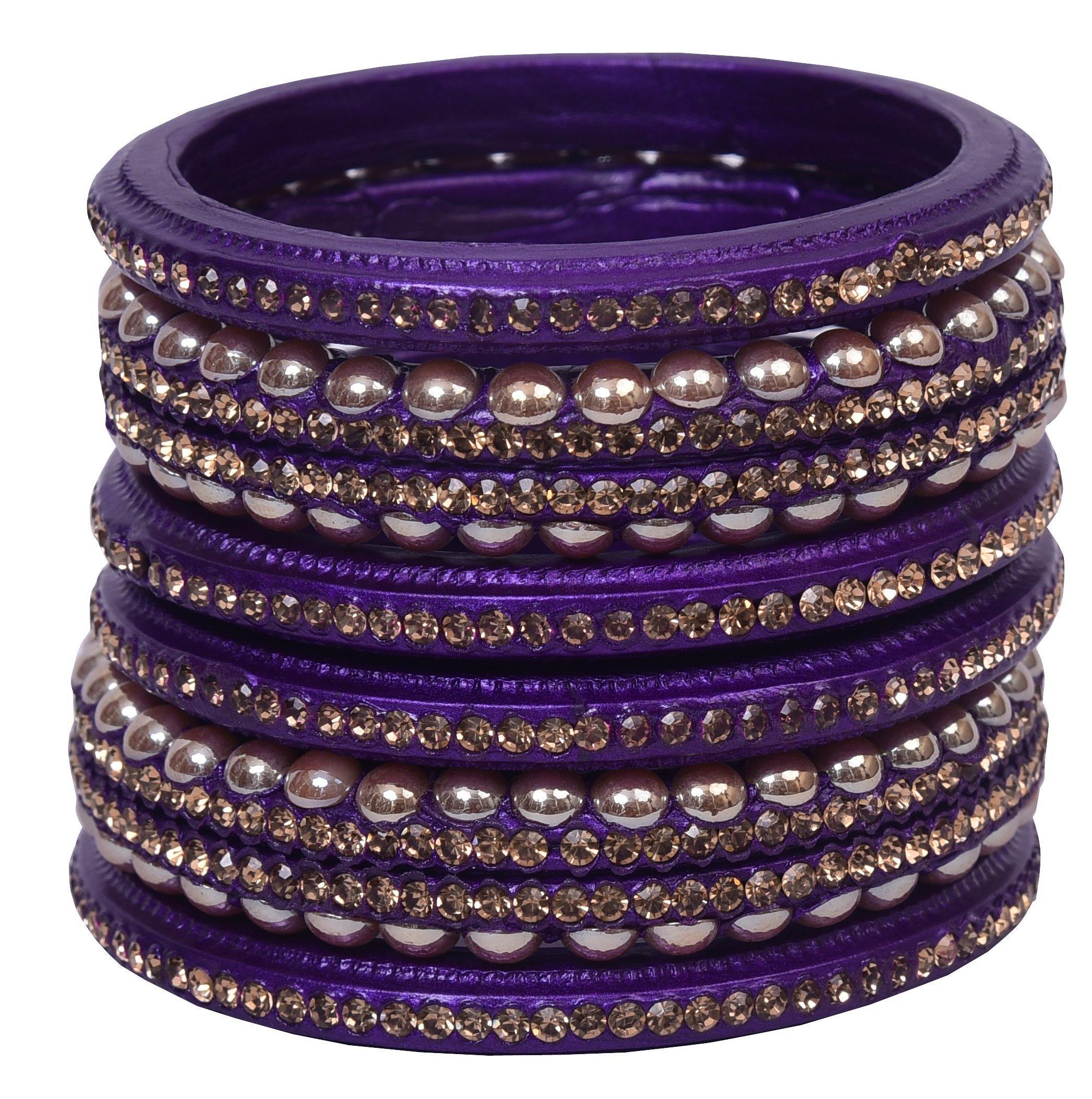 Sukriti Rajasthani Wedding Purple Lac Bangles for Women - Set of 6