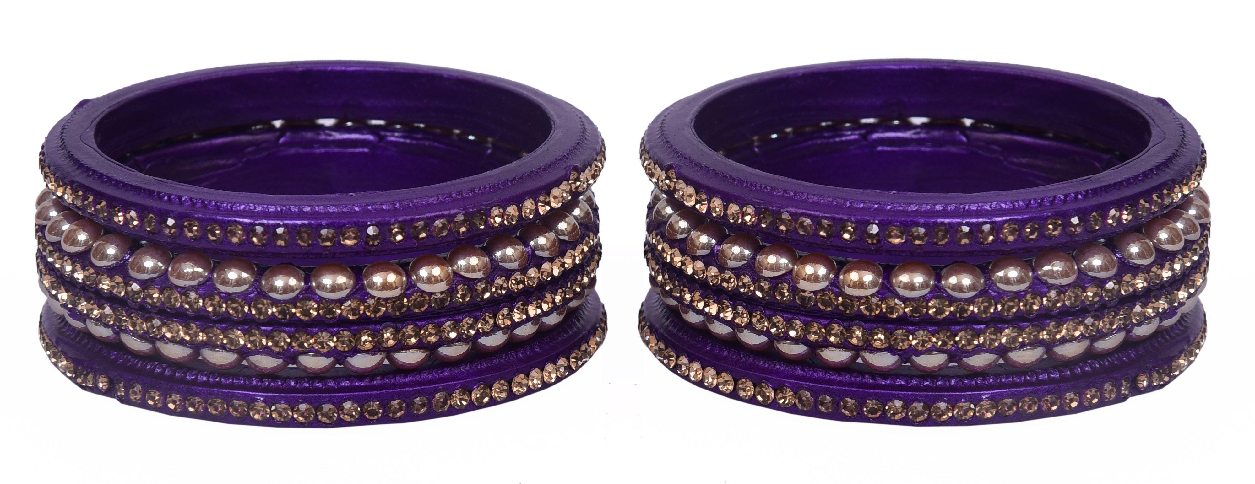 Sukriti Rajasthani Wedding Purple Lac Bangles for Women - Set of 6