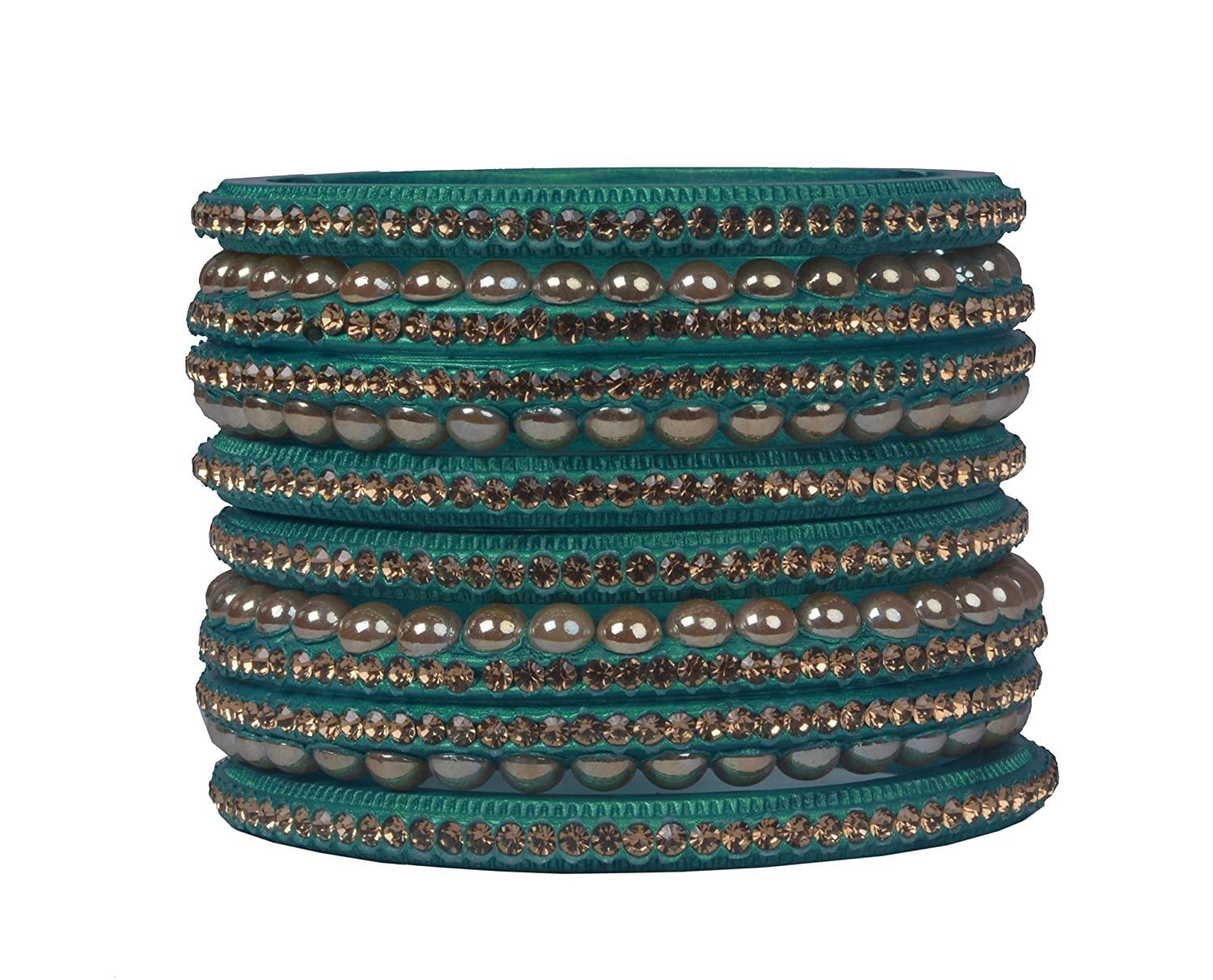 Sukriti Rajasthani Wedding Sea-Green Lac Bangles for Women - Set of 6