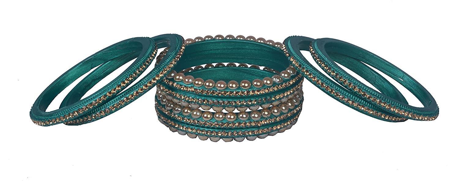 Sukriti Rajasthani Wedding Sea-Green Lac Bangles for Women - Set of 6
