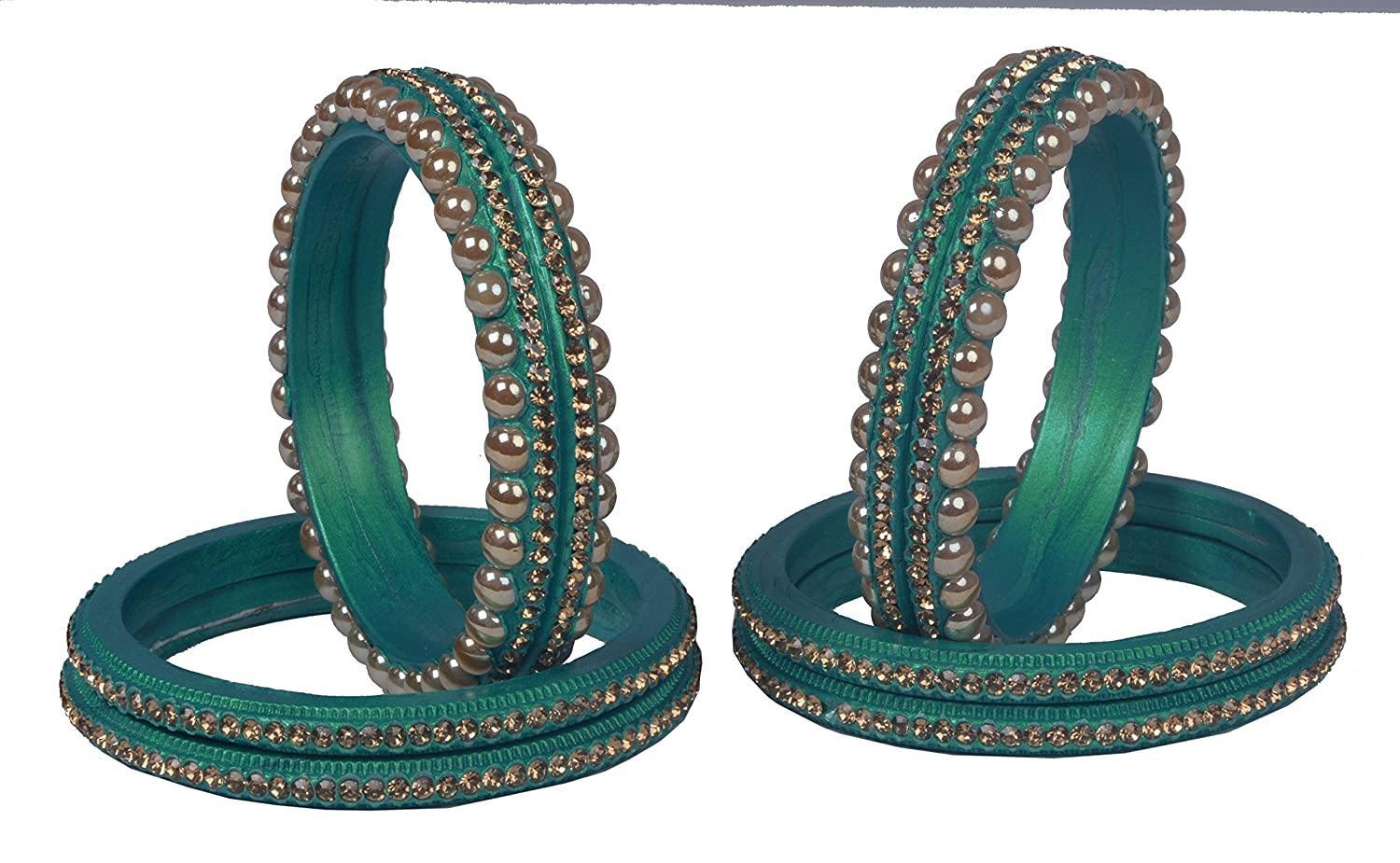 Sukriti Rajasthani Wedding Sea-Green Lac Bangles for Women - Set of 6