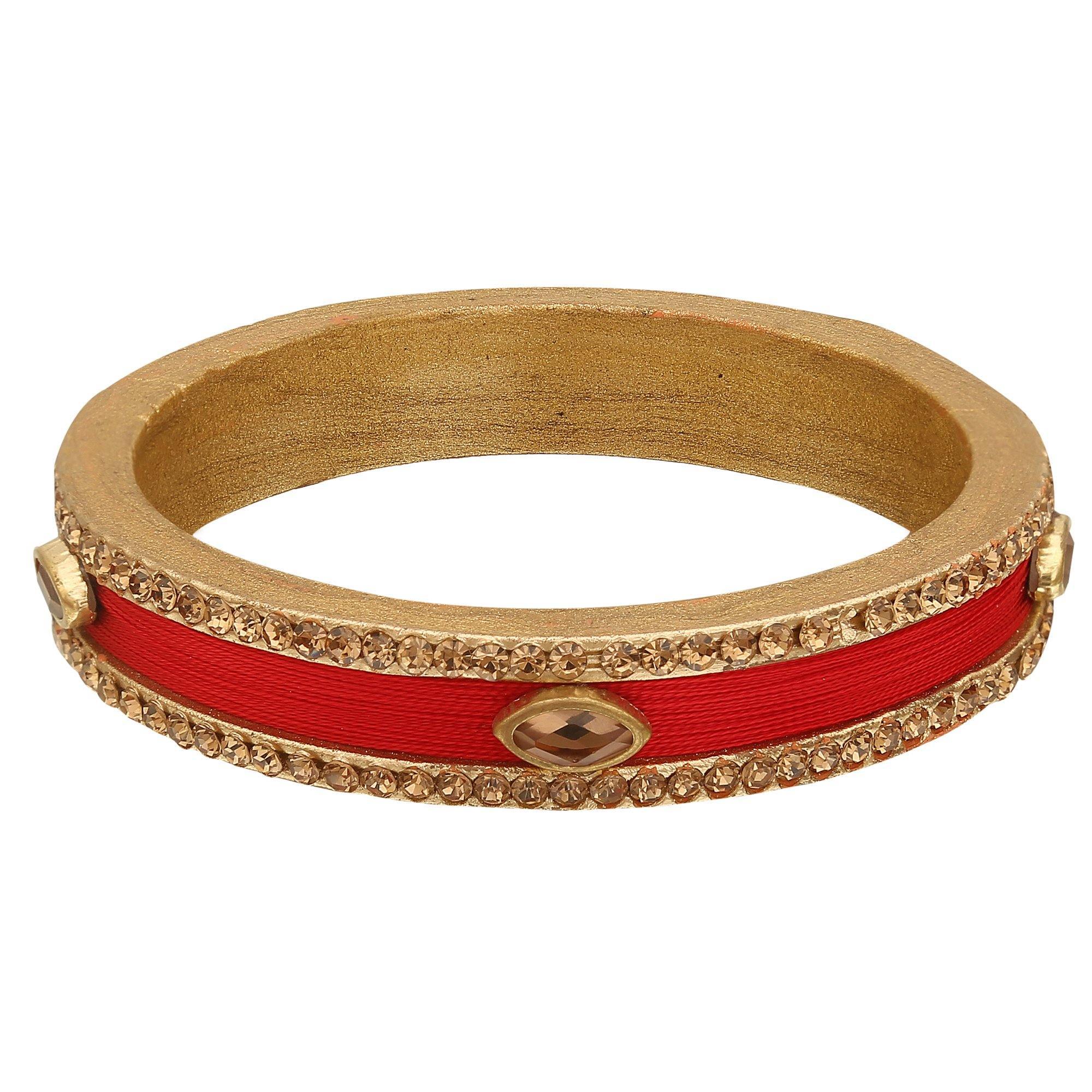 Sukriti Rajasthani Wedding Silk Thread Lac Chuda Red Bangles Bridal Jewelry for Women - Set of 20