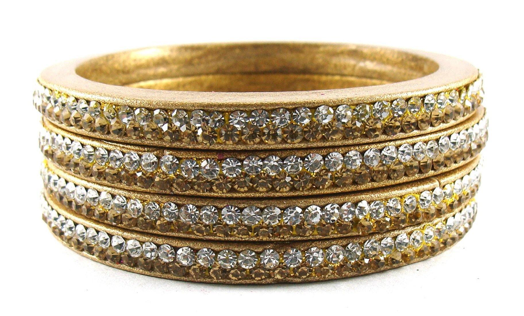 Sukriti Rajasthani White-Gold Lac Bangles for Women - Set of 4