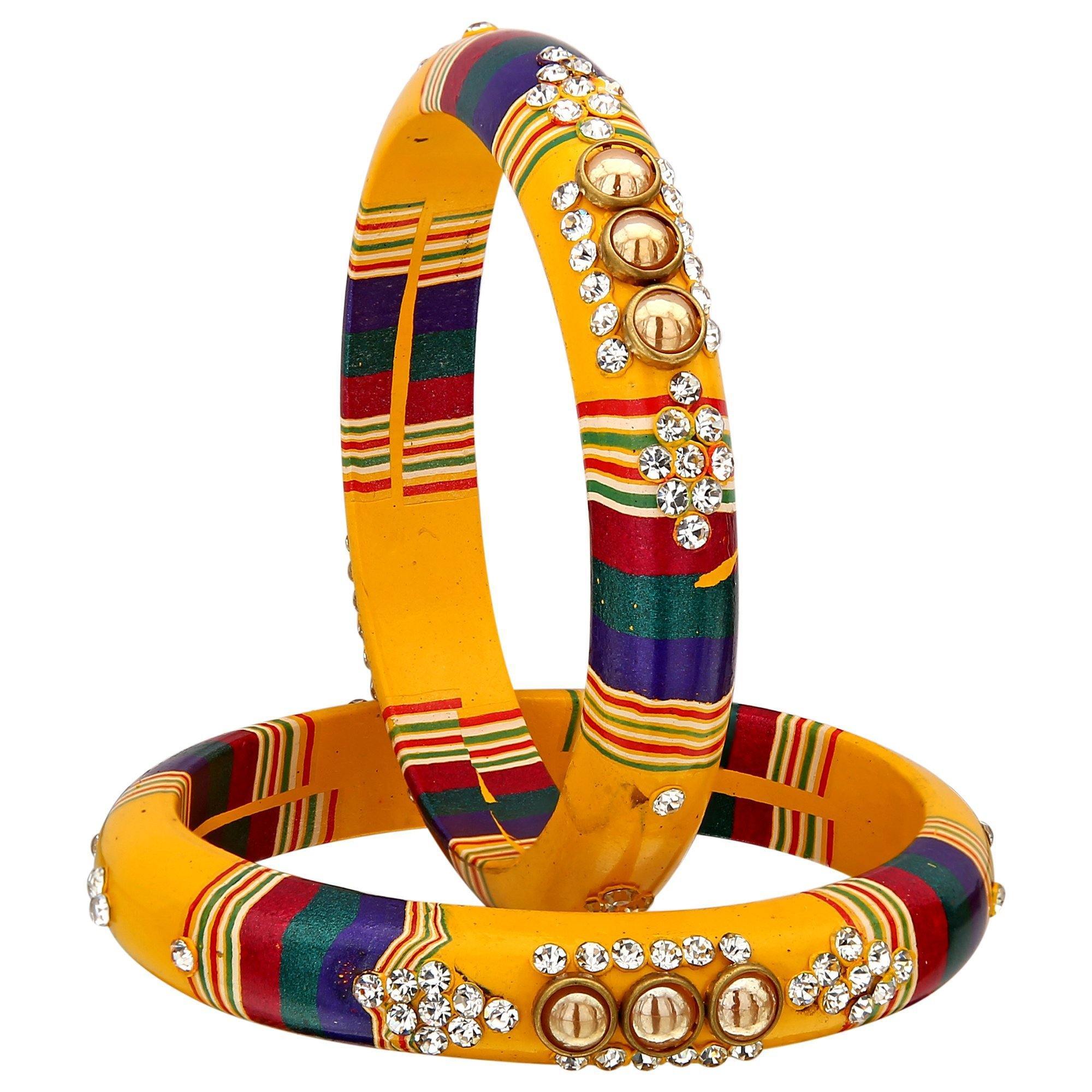 Sukriti Rajasthani Yellow Lac Bangles for Women - Set of 2