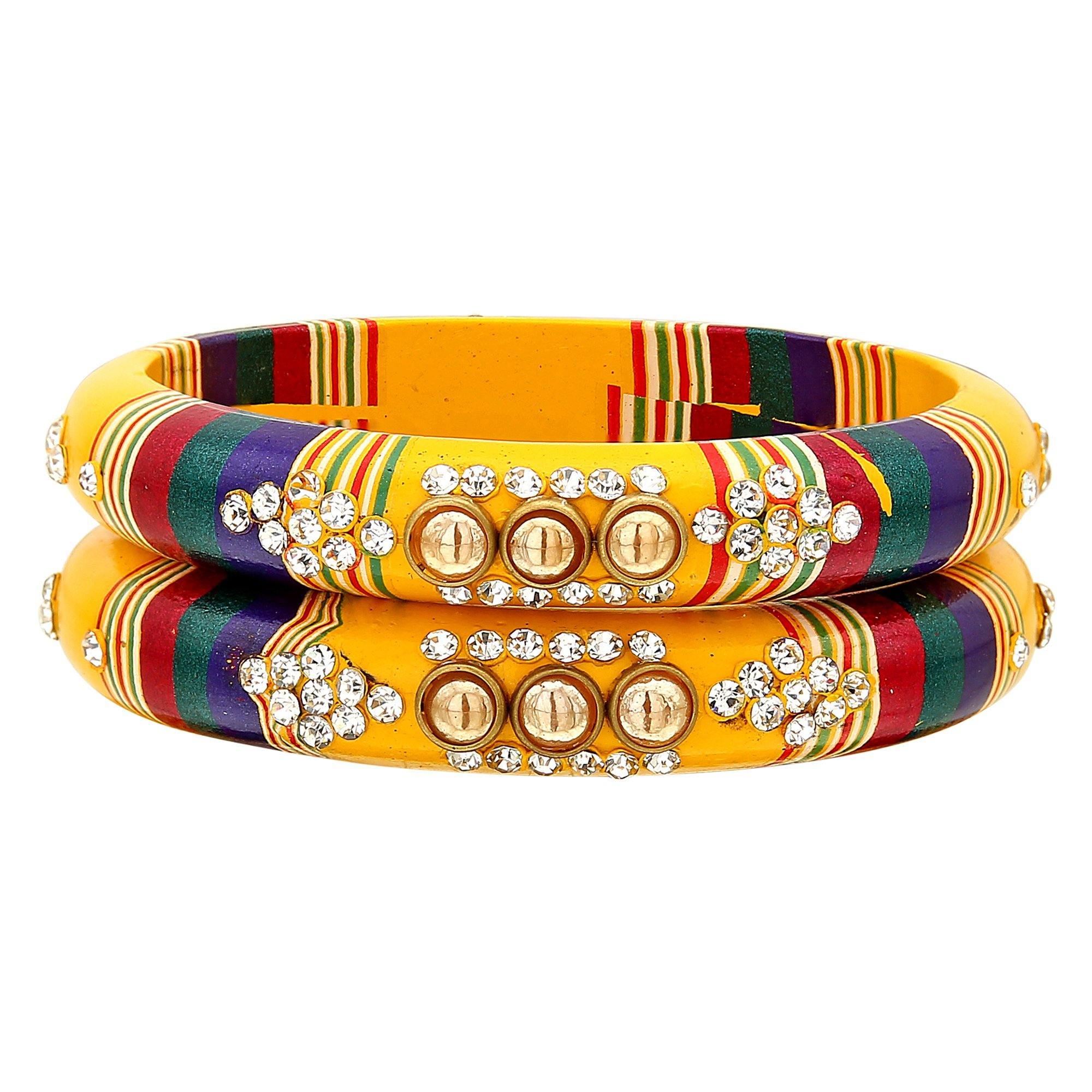 Sukriti Rajasthani Yellow Lac Bangles for Women - Set of 2