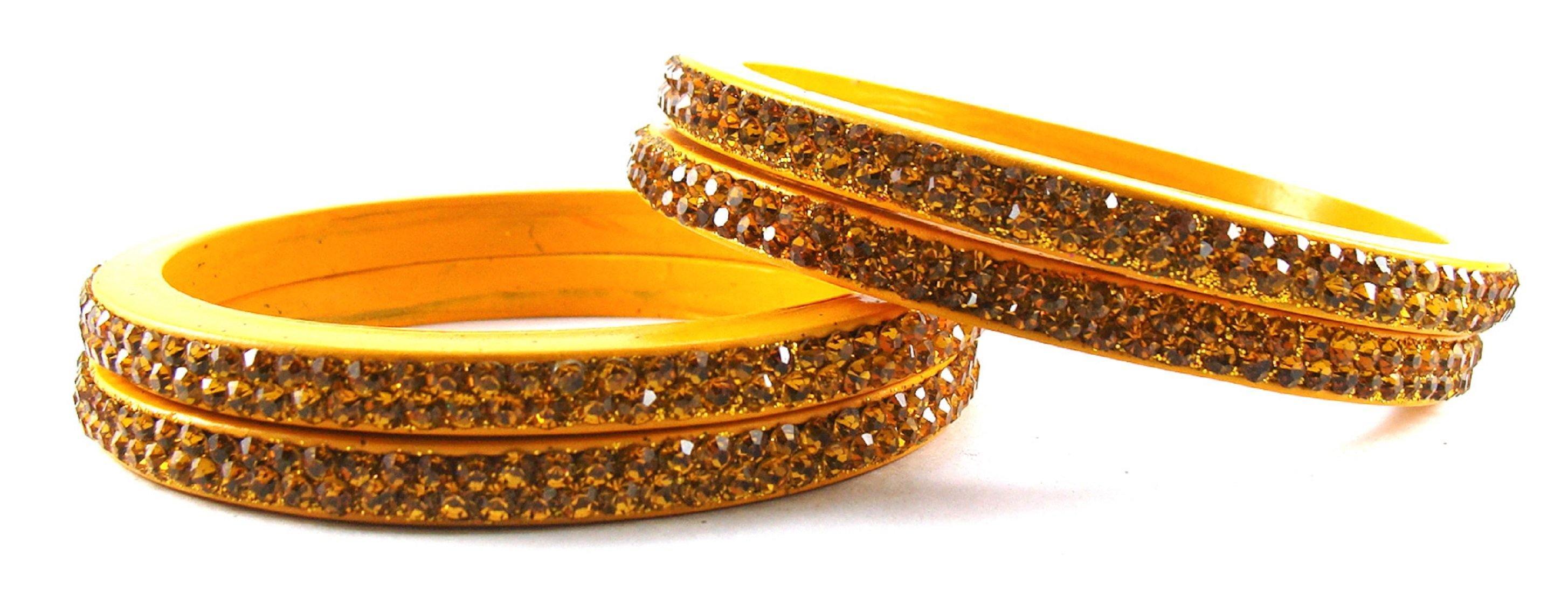 Sukriti Rajasthani Yellow Lac Bangles for Women - Set of 4